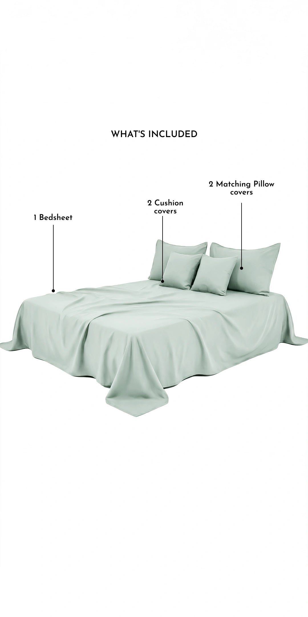 Zeries Egyptian Cotton Bedsheets With 2 Pillow Cases & 2 Cushion Covers - Cyan