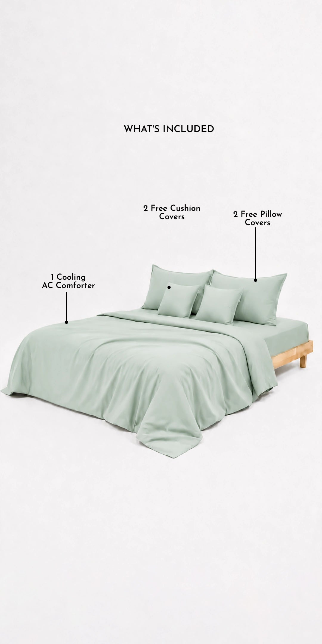 ZARF Egyptian Cotton Comforter With 2 Pillowcases & 2 Cushion Covers - Cyan