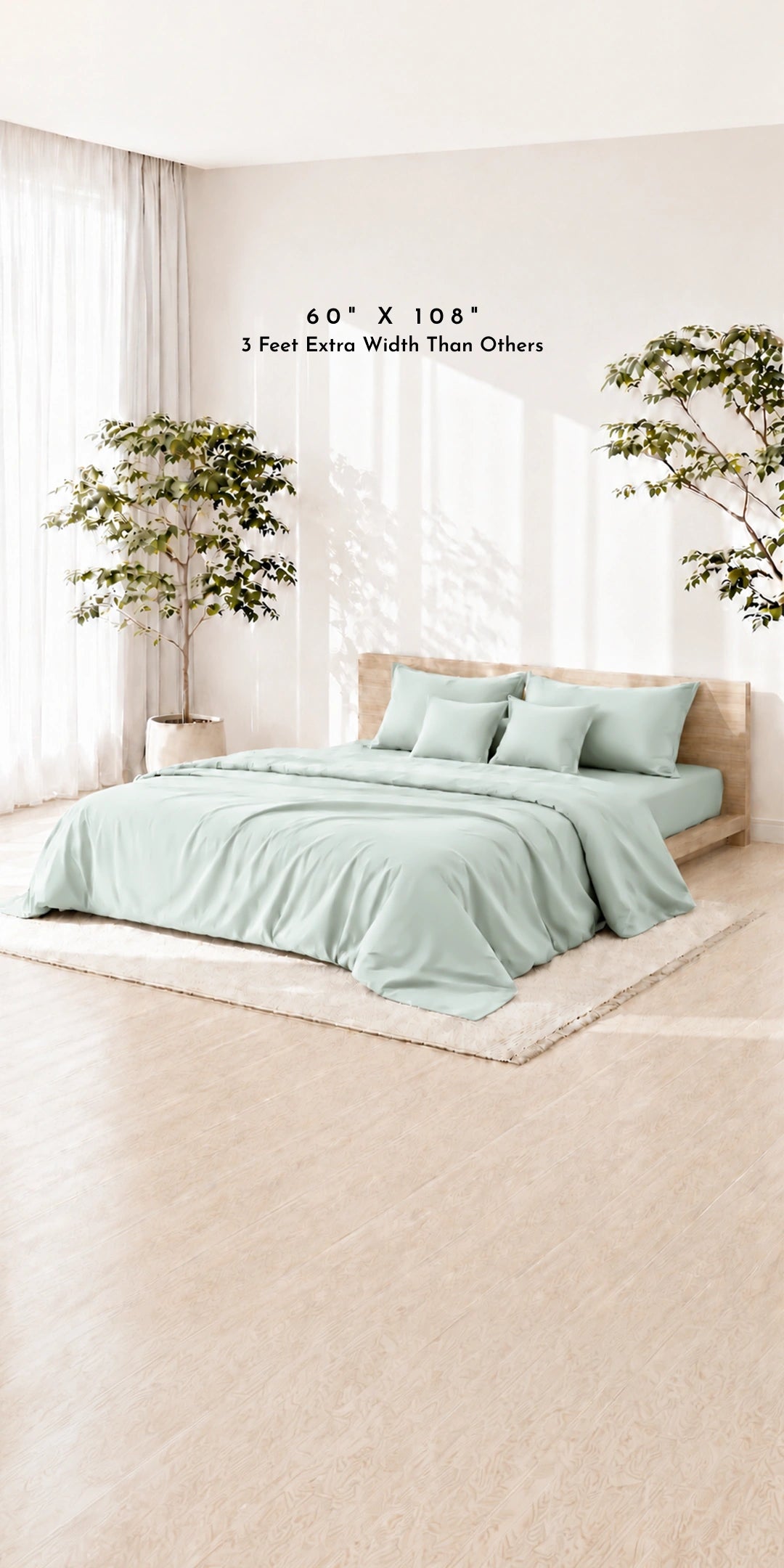 ZARF Egyptian Cotton Comforter For Single Size Bed With 2 Pillowcases & 2 Cushion Covers - Cyan