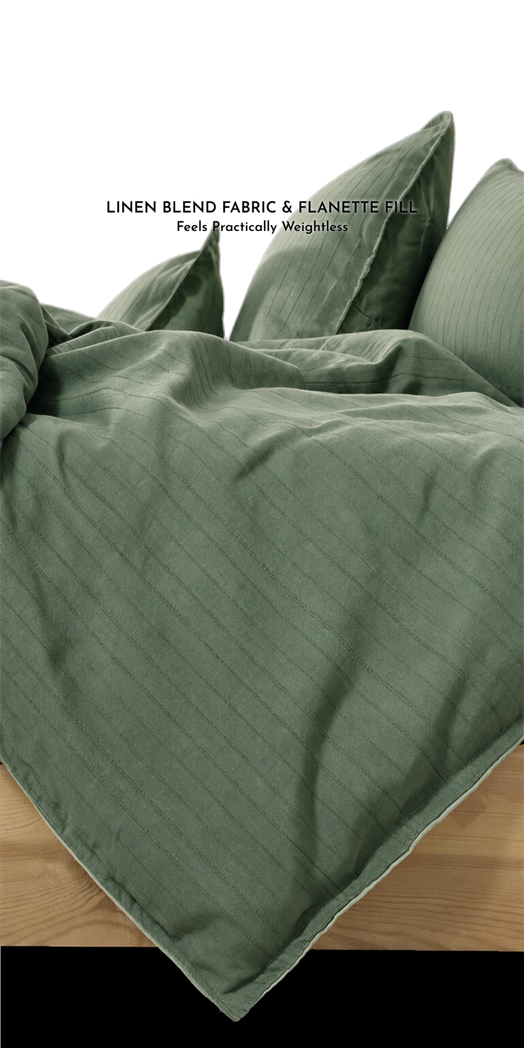 Linen Blend AC Comforter With 2 Pillow Cases and 1 Breakfast Pillow - Cypress