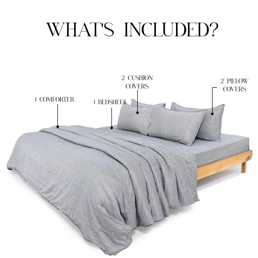 Zarf Egyptian Cotton Bedding Set Of 6 For Single Size Bed - Blackgrid