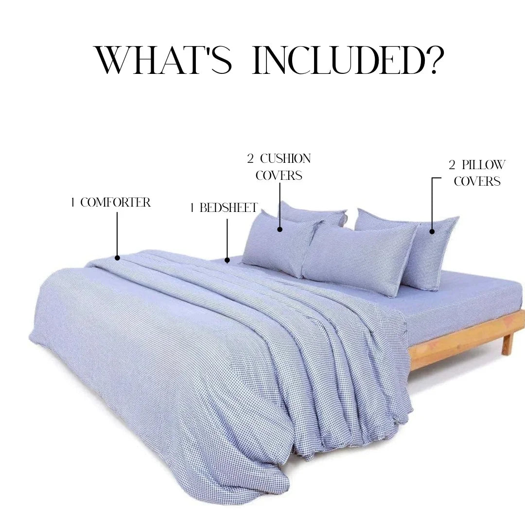 Zarf Egyptian Cotton Bedding Set Of 6 For Single Size Bed - Bluegrid
