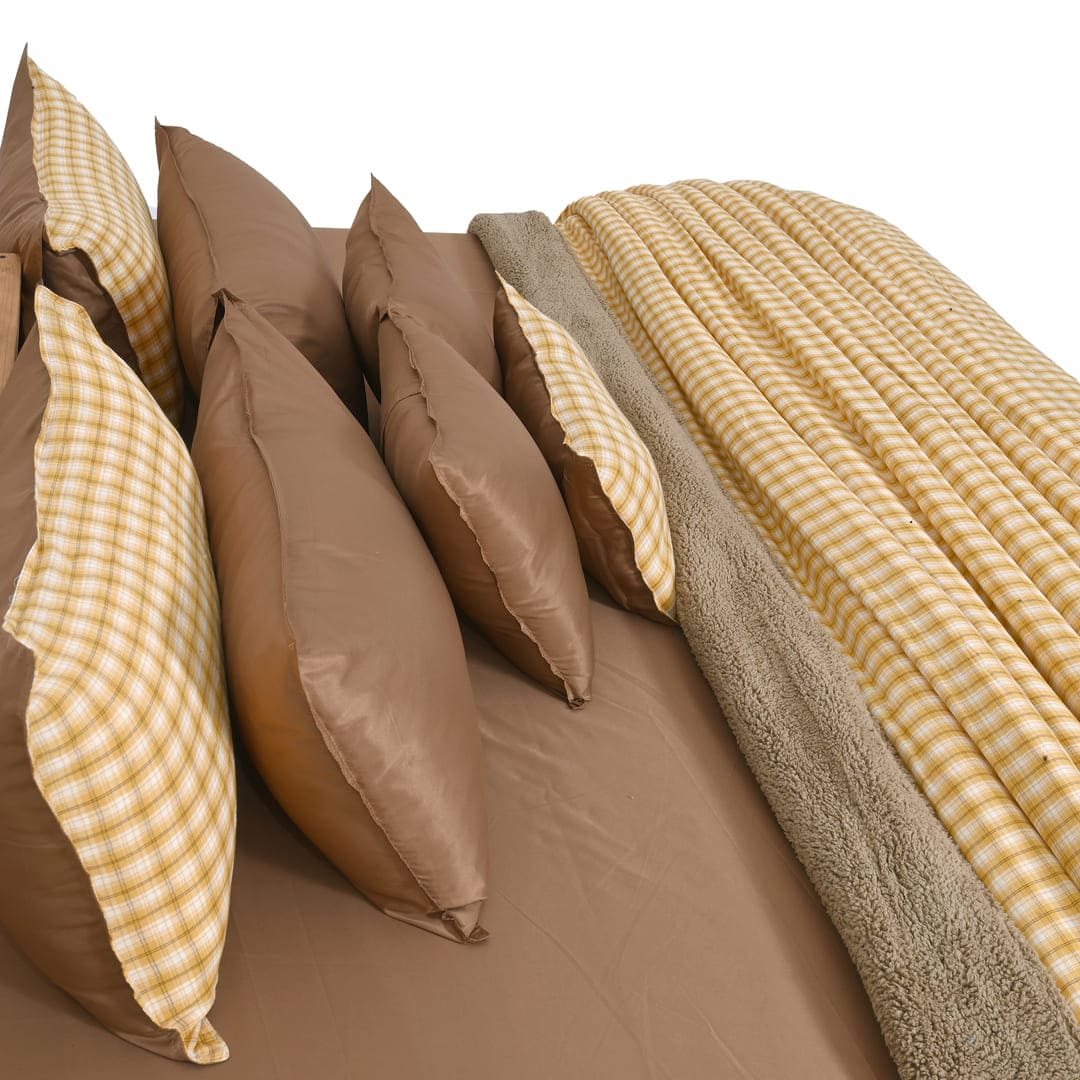 Zarf California King Size Reversible Quilt  With 2 pillowcases and 1 Breakfast Cushion cover - Maple