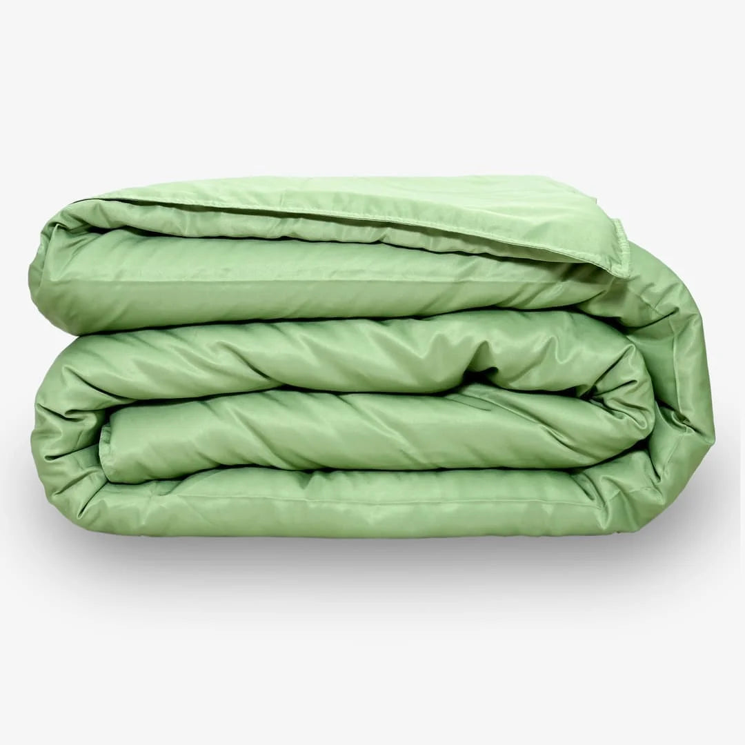 ZARF Italian Staple Weave Comforter With 2 Designer Pillow Cases 1 Breakfast Cushion Cover - Basil
