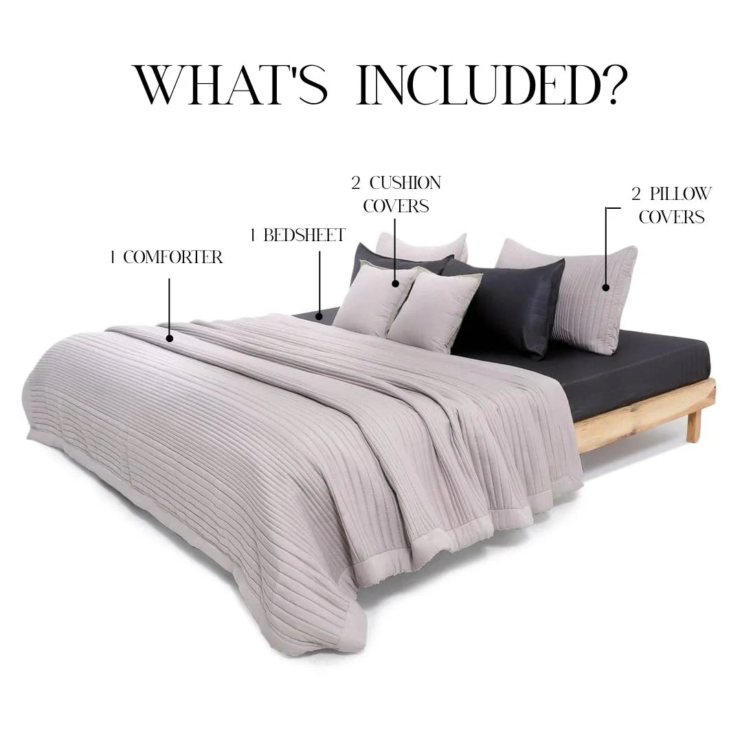 Zarf California AC Comforter Bedding Set Of 6 For Single Size Bed - Dusk