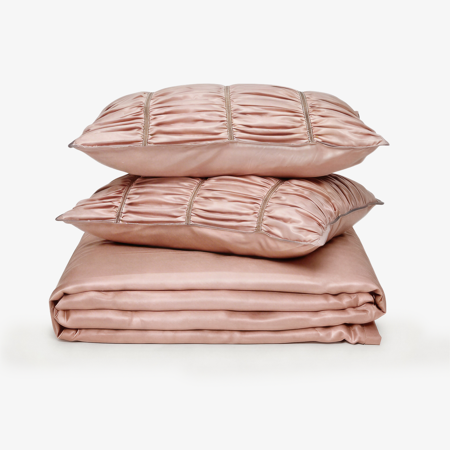 ZARF Italian Staple Weave Bedsheet With 2 Designer Pillow Cases, 2 Solid Pillowcases & 2 Cushion Covers - Dahlia