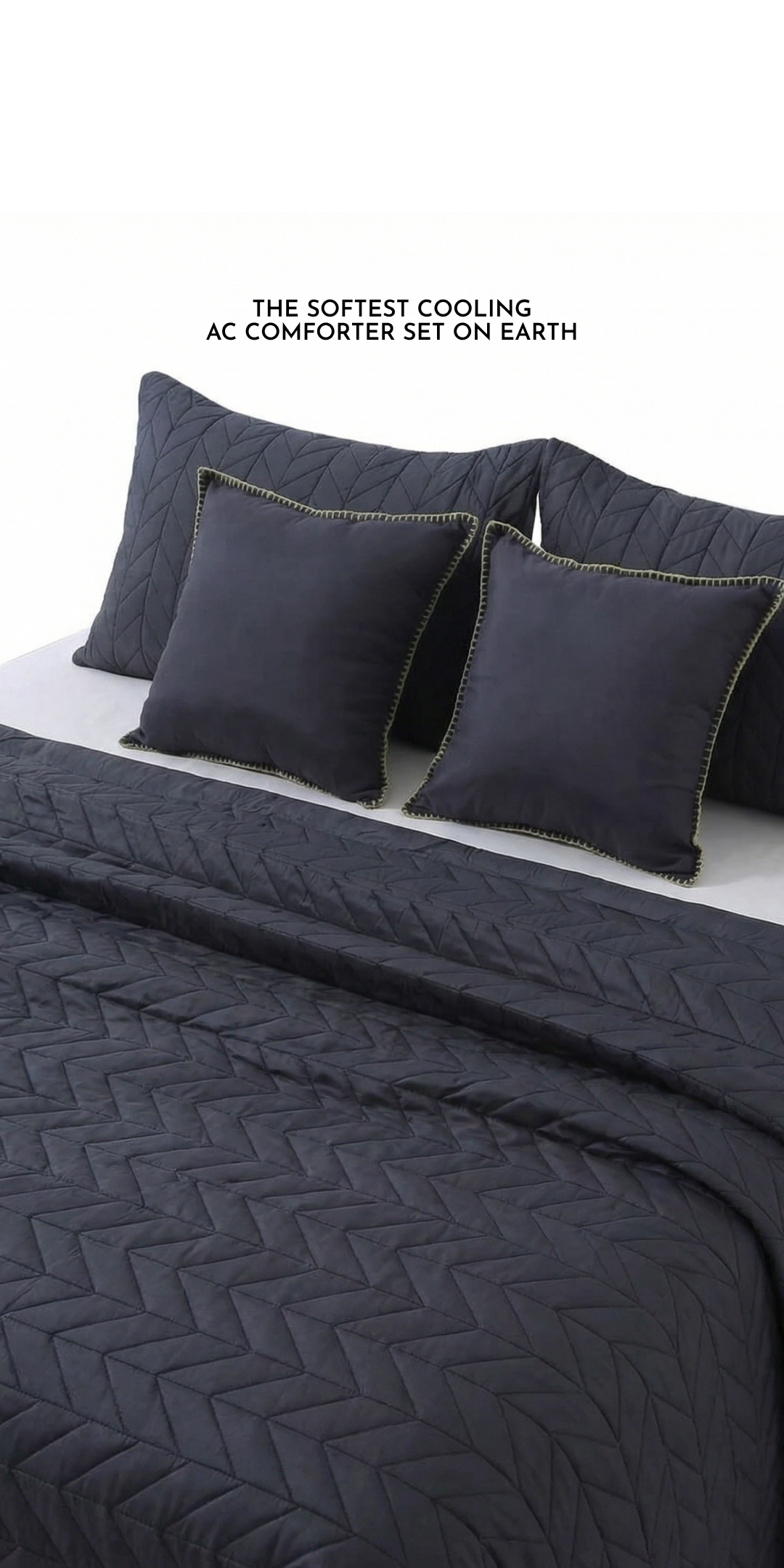 Zarf AC Comforters For Single Size Bed With 2 Pillow Cases & 2 Cushion Covers - Dark Grey