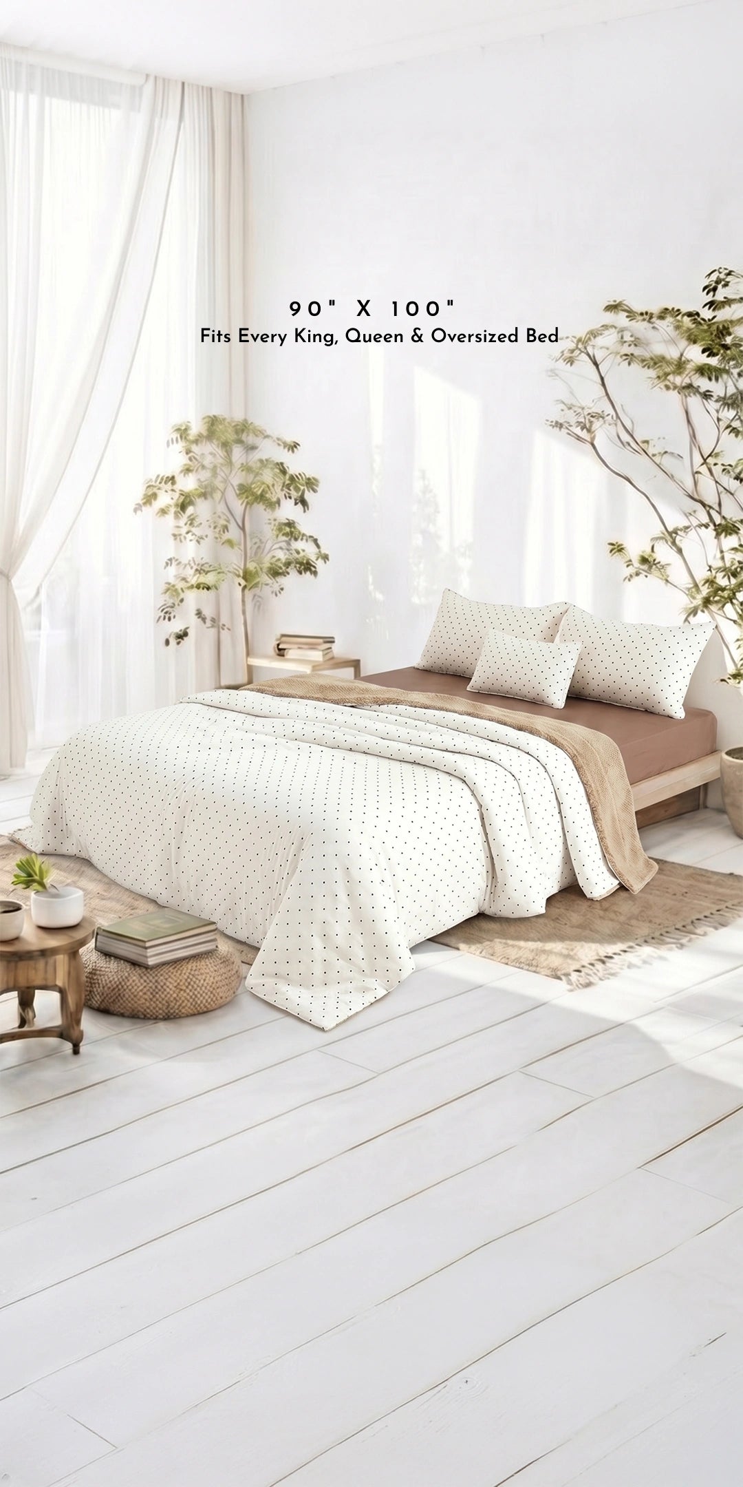 Zarf California King Size Reversible Quilt  With 2 pillowcases and 1 Breakfast Cushion cover - Dottie