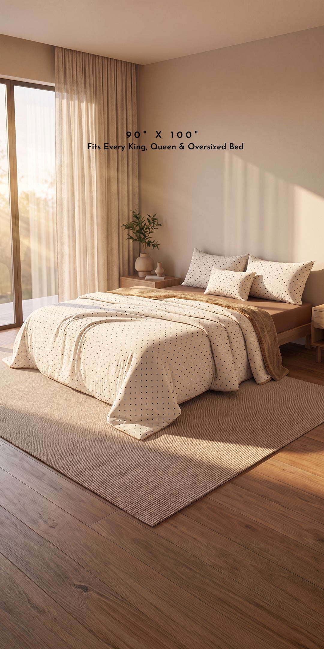Zarf California King Size Reversible Quilt  With 2 pillowcases and 1 Breakfast Cushion cover - Dottie