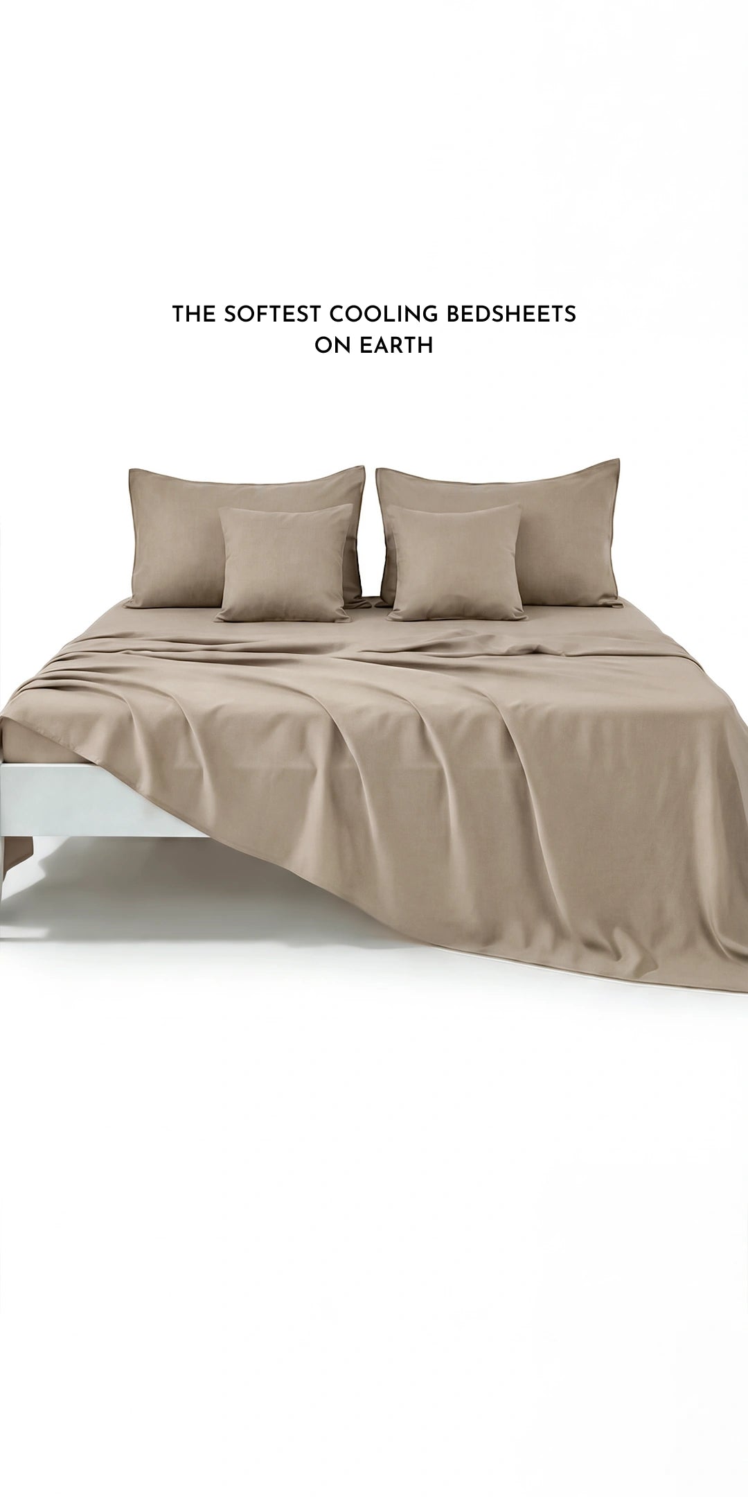 Zeries Egyptian Cotton Bedsheets With 2 Pillow Cases & 2 Cushion Covers - Dove