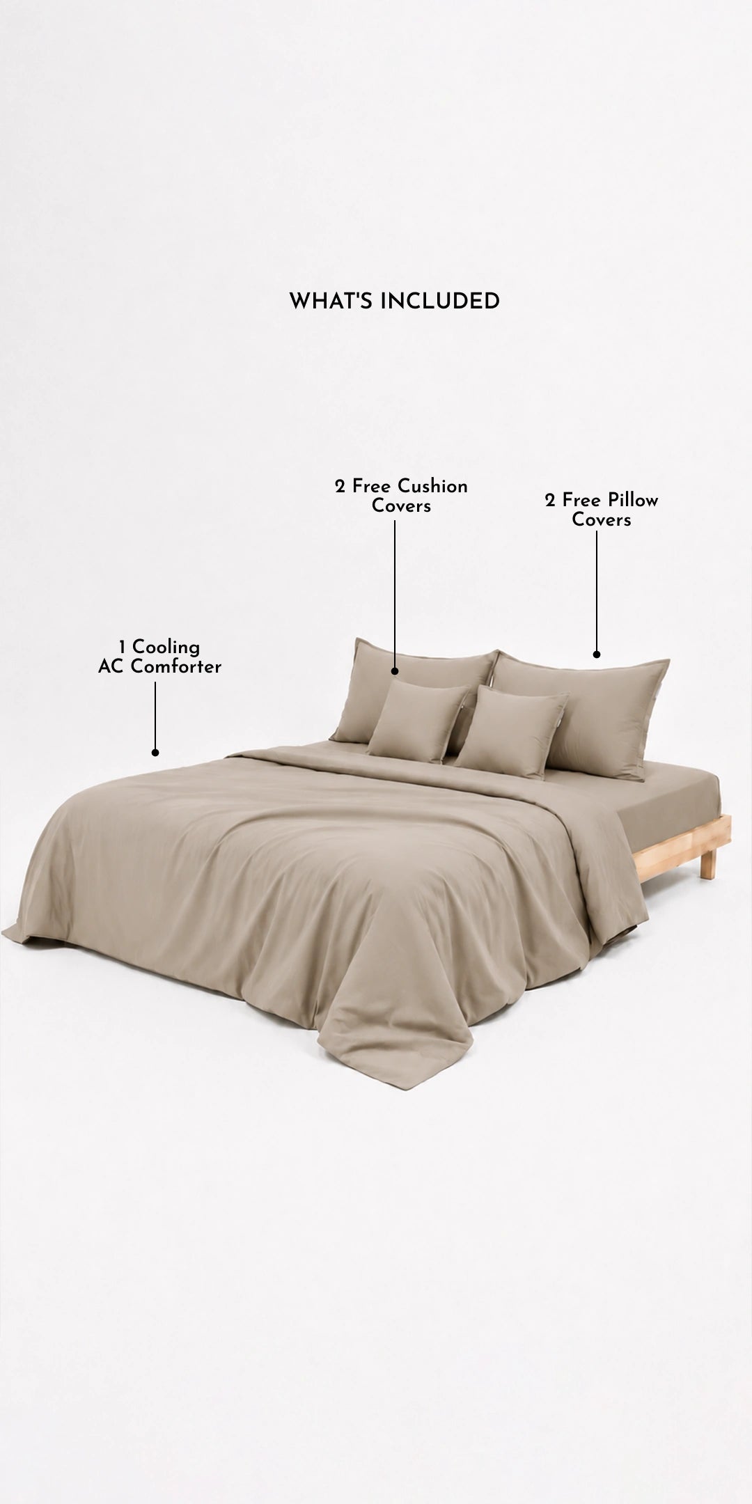 ZARF Egyptian Cotton Comforter With 2 Pillowcases & 2 Cushion Covers - Dove