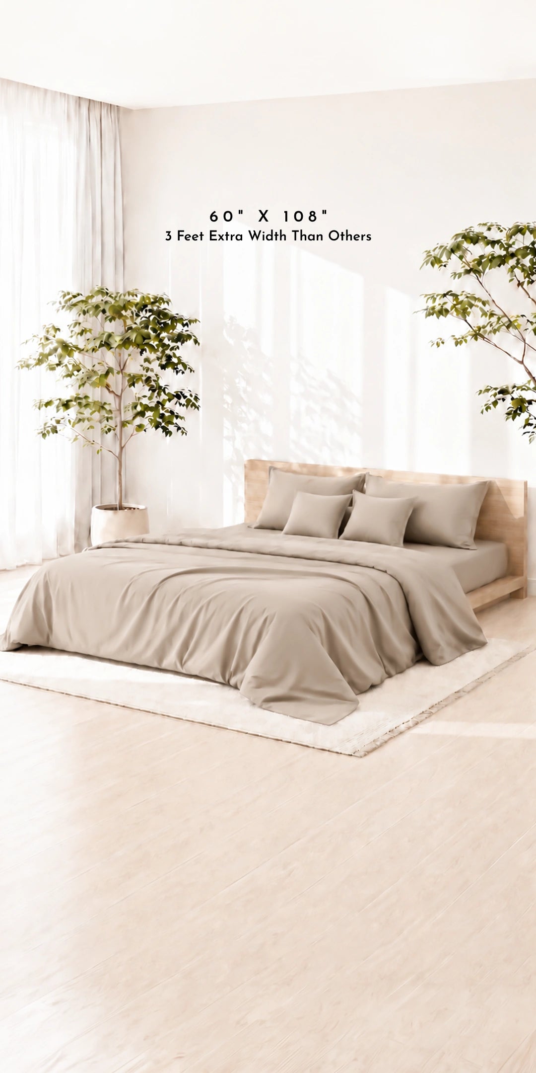ZARF Egyptian Cotton Comforter For Single Size Bed With 2 Pillowcases & 2 Cushion Covers - Dove