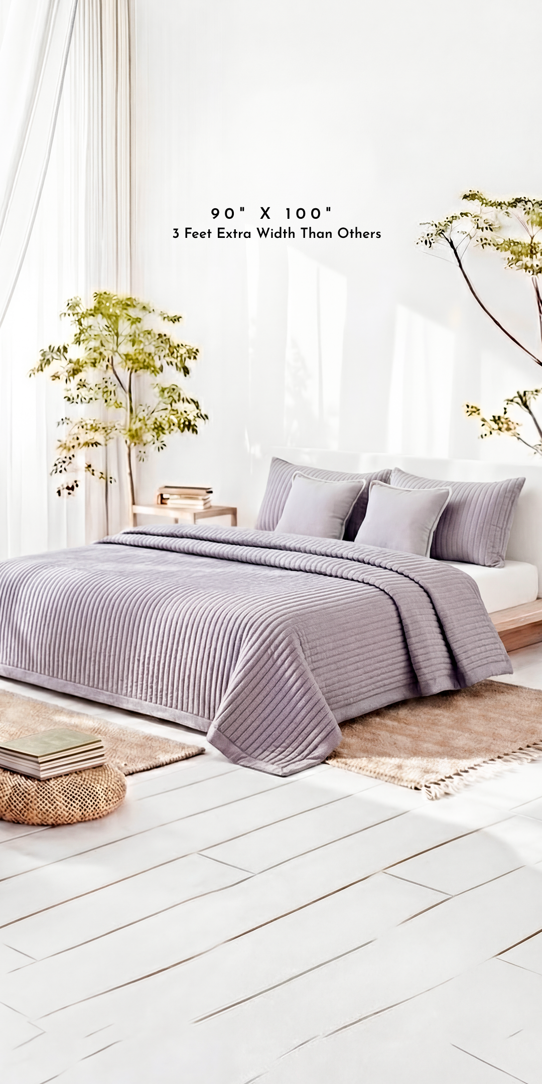 Zarf California King Size AC Comforters With 2 Pillow Cases & 2 Cushion Covers - Dusk