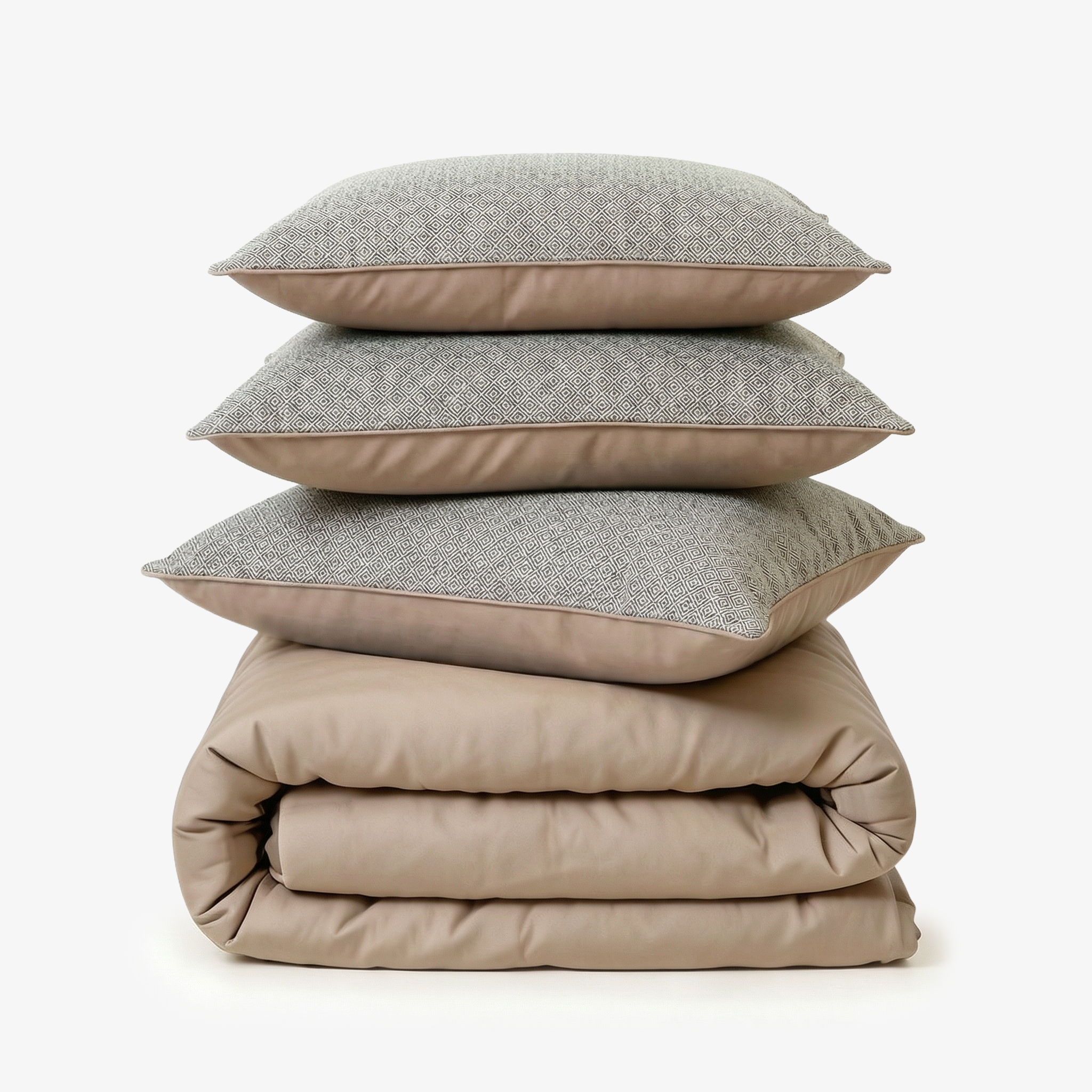 ZARF Italian Staple Weave Comforter For Single Size Bed With 2 Designer Pillow Cases, 1 Breakfast Cushion Cover - Dustwood