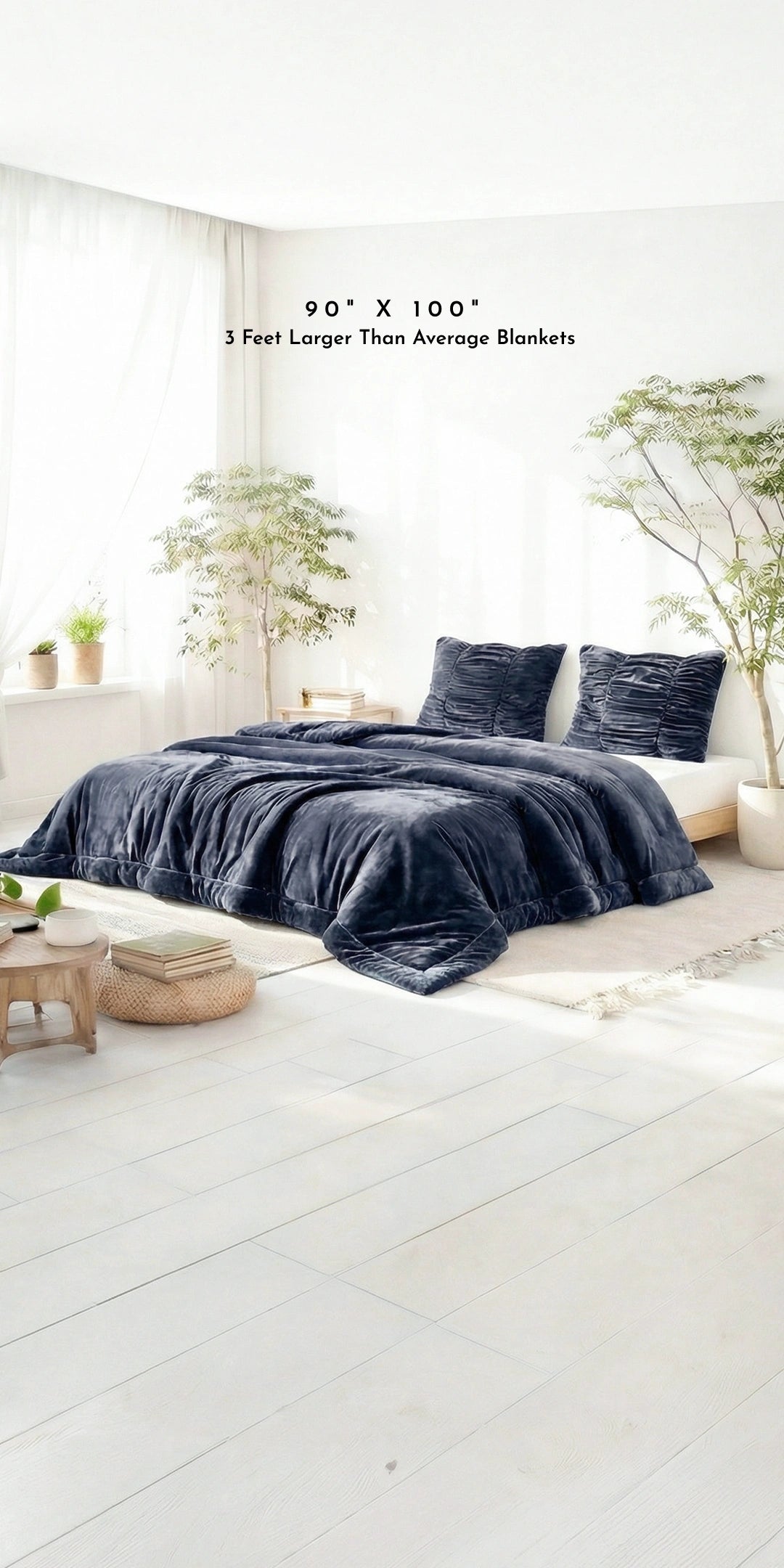 Zarf Ultra-Warm Luxury Winter Blanket With Two Cushion Covers - Ebony