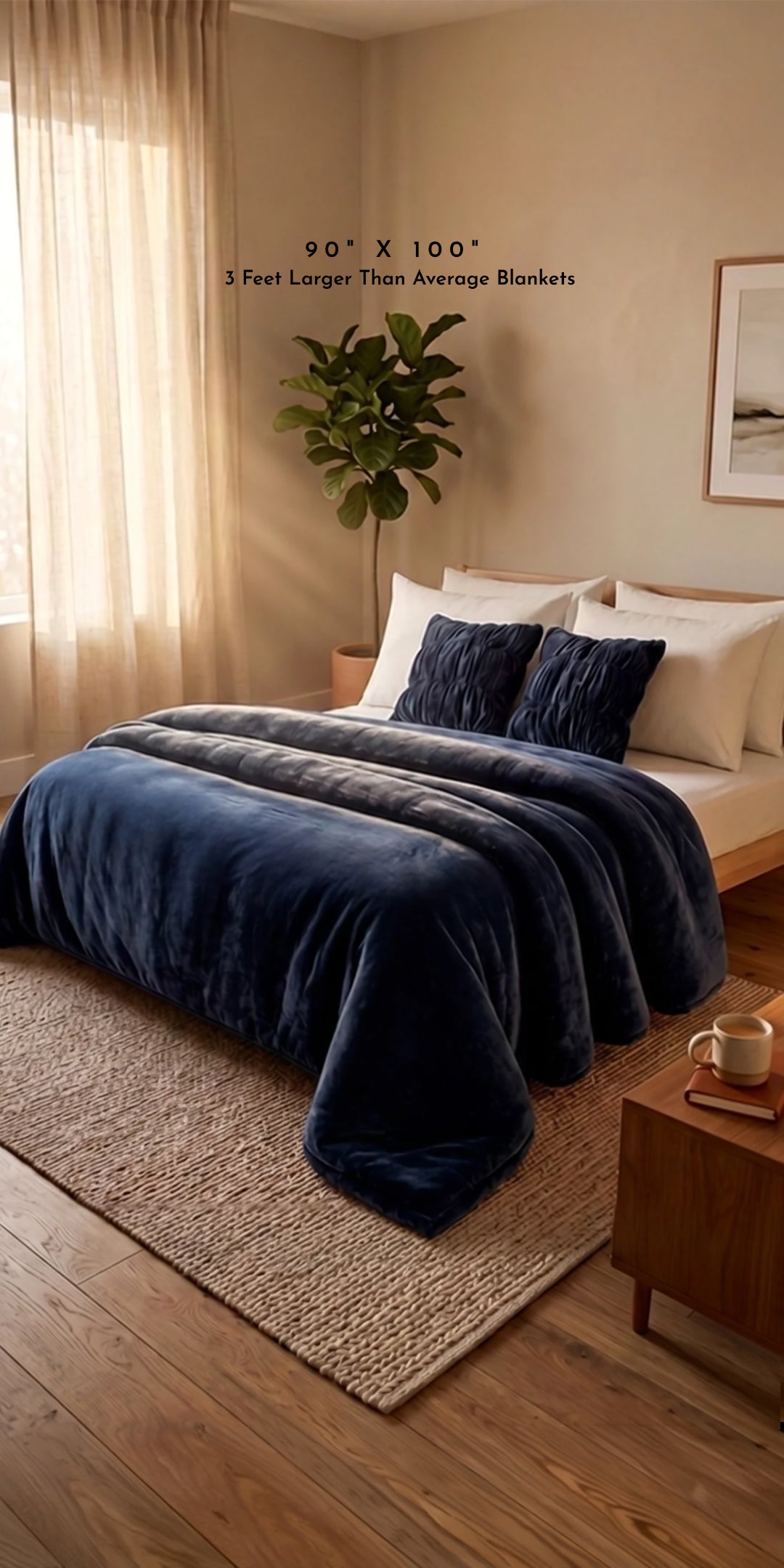 Zarf Ultra-Warm Luxury Winter Blanket With Two Cushion Covers - Ebony