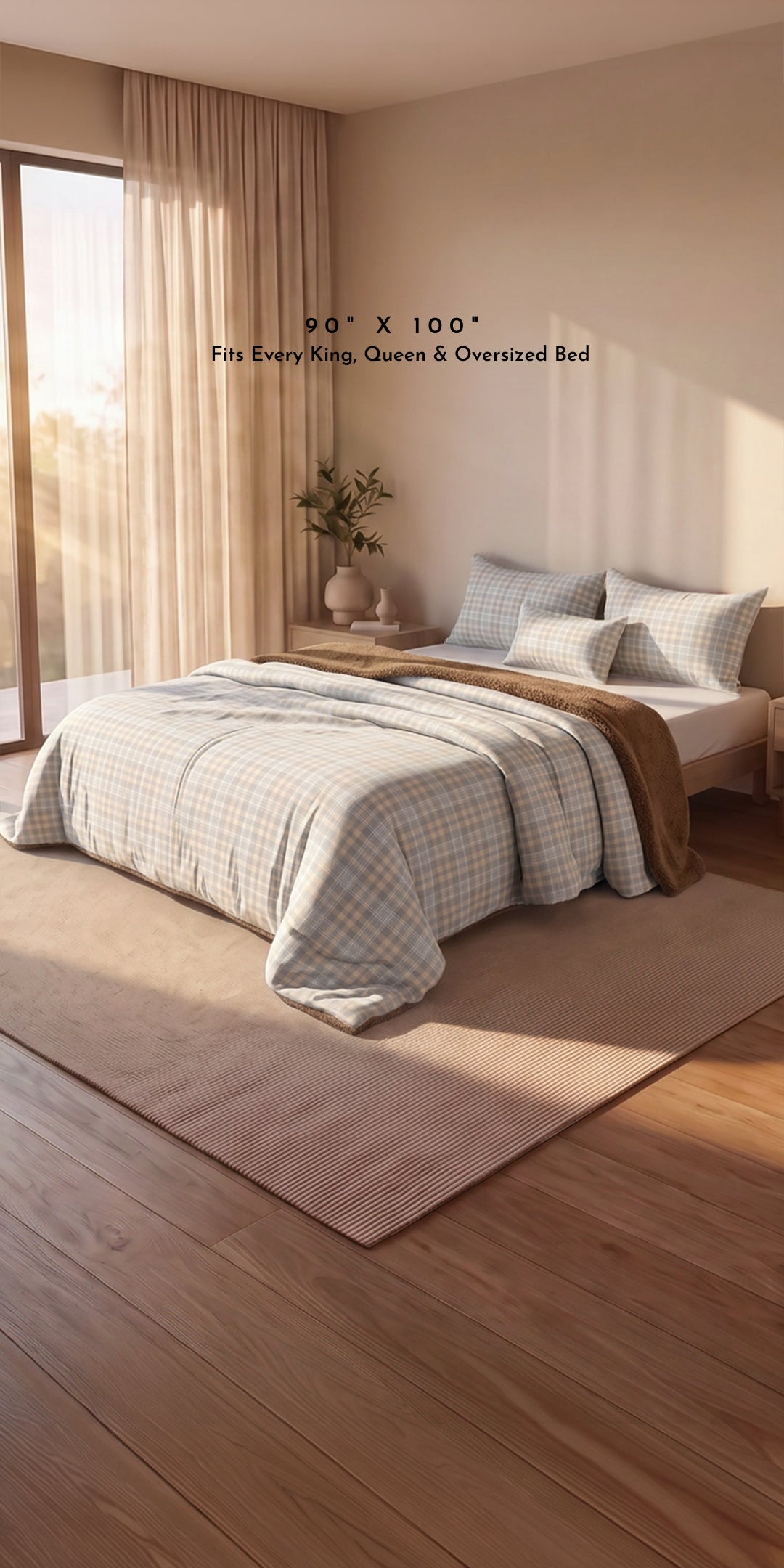 Zarf California King Size Reversible Quilt With 2 Pillow Covers and 1 Cushion Cover - Ellsworth