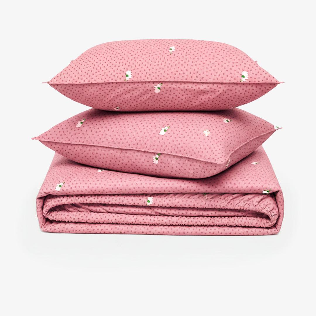 ZERIES PERCALE WEAVE EGYPTIAN COTTON FITTED BEDSHEET WITH 2 PILLOW CASES - Elmsley