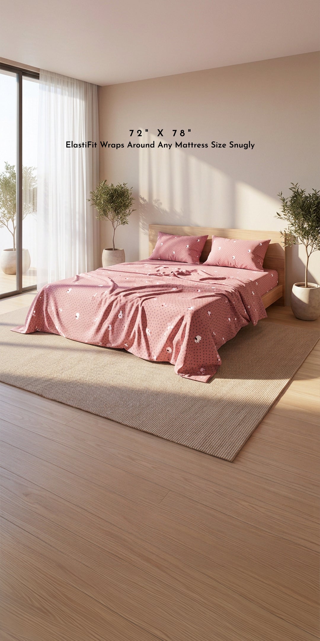 ZERIES PERCALE WEAVE EGYPTIAN COTTON FITTED BEDSHEET WITH 2 PILLOW CASES - Elmsley