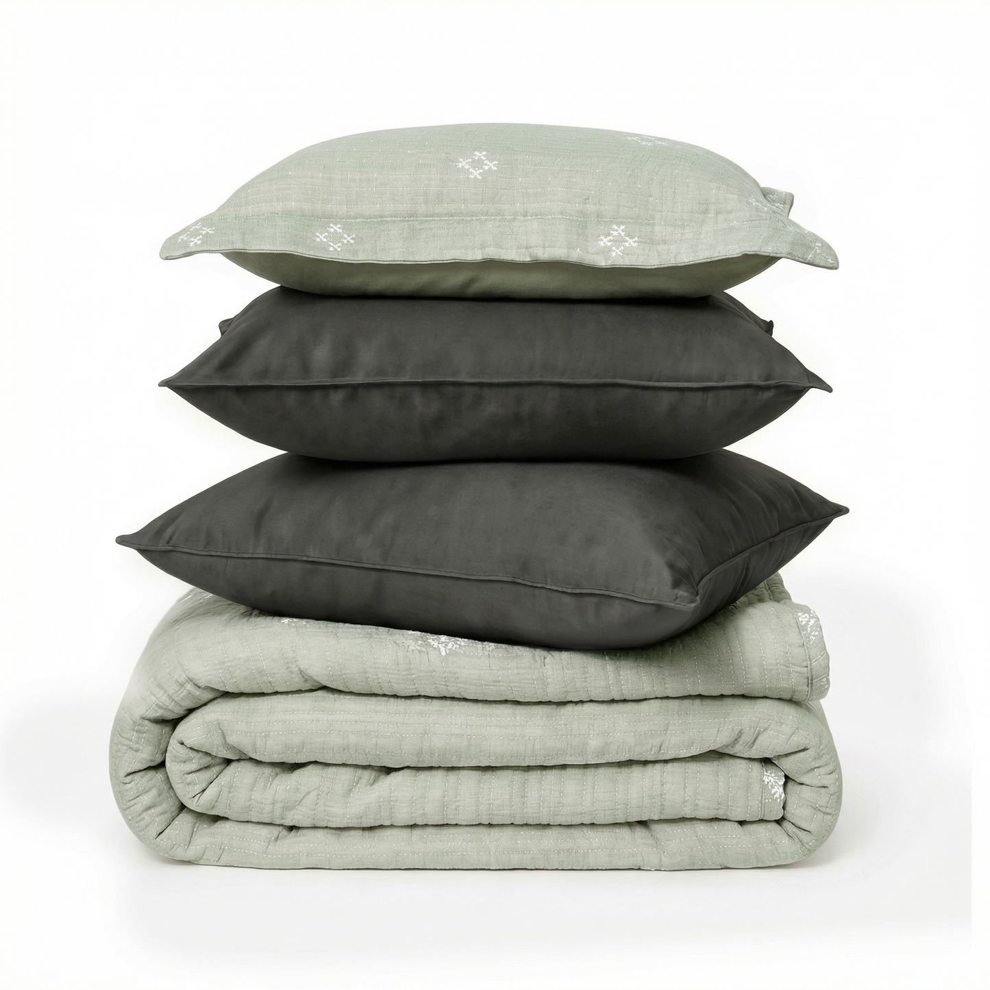 Zarf California King Size Plush Cotton AC Blanket With 2 Pillow Cases - Emerald Glory
