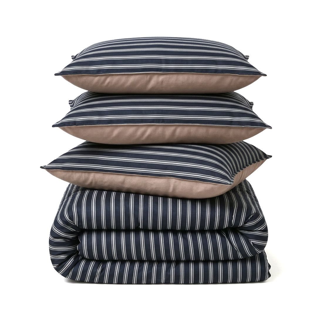 Zarf Reversible Quilt For Single Size Bed With 2 Pillow Covers and 1 Cushion Cover - Encre