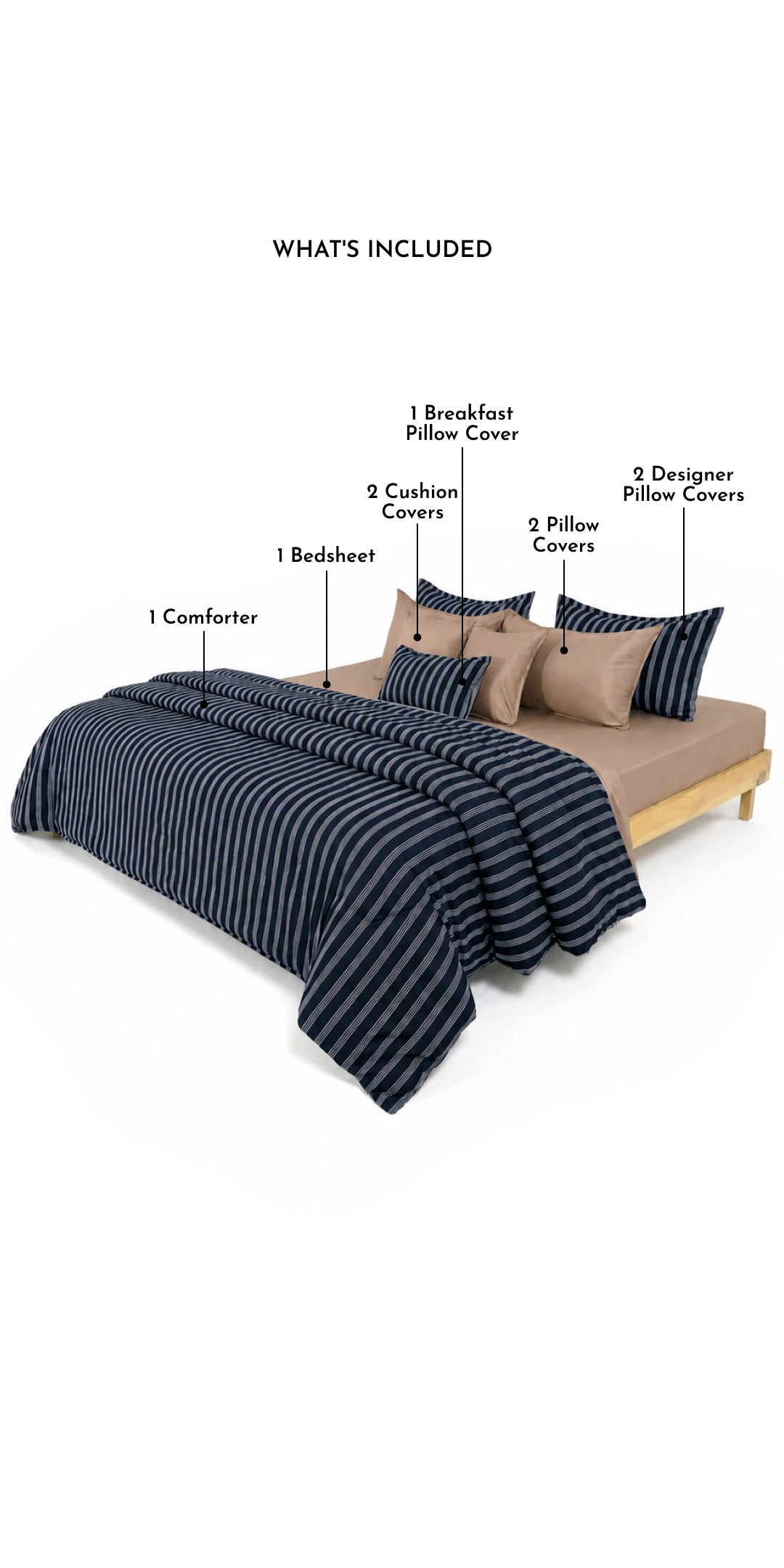 Zarf Linen Blend Bedding Set Of 9 - Encre