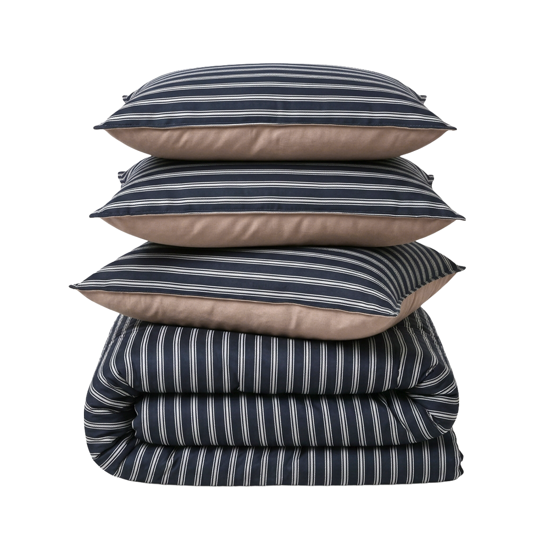 Zarf California King Size Reversible Quilt With 2 Pillow Covers and 1 Breakfast Cushion Cover - Encre