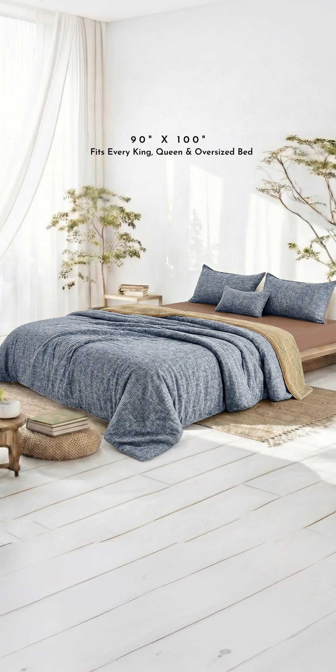 Zarf California King Size Reversible Quilt  With 2 pillowcases and 1 Breakfast Cushion cover - Fleck