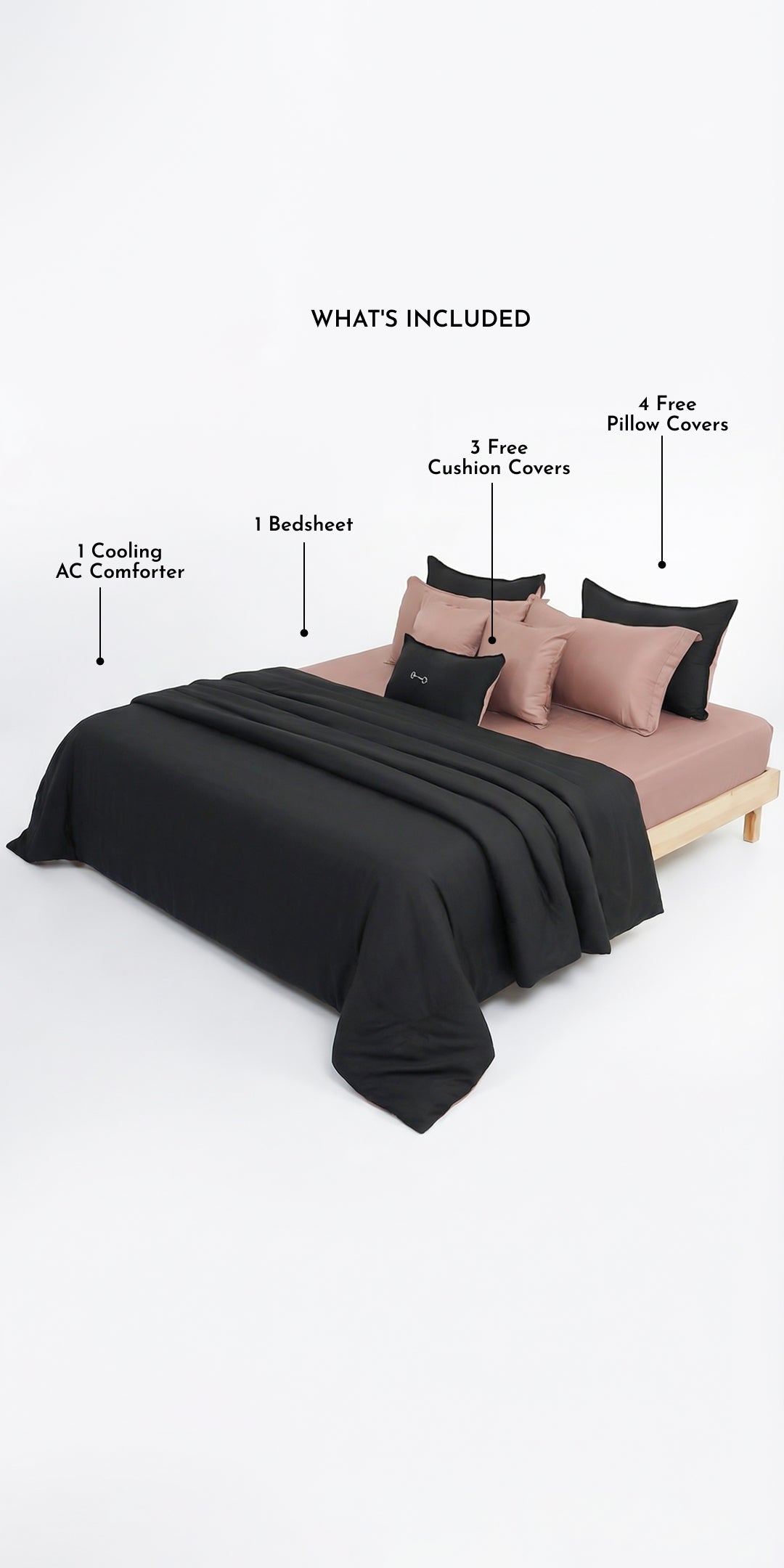 Zarf Linen Blend Bedding Set Of 9 - Cosmos