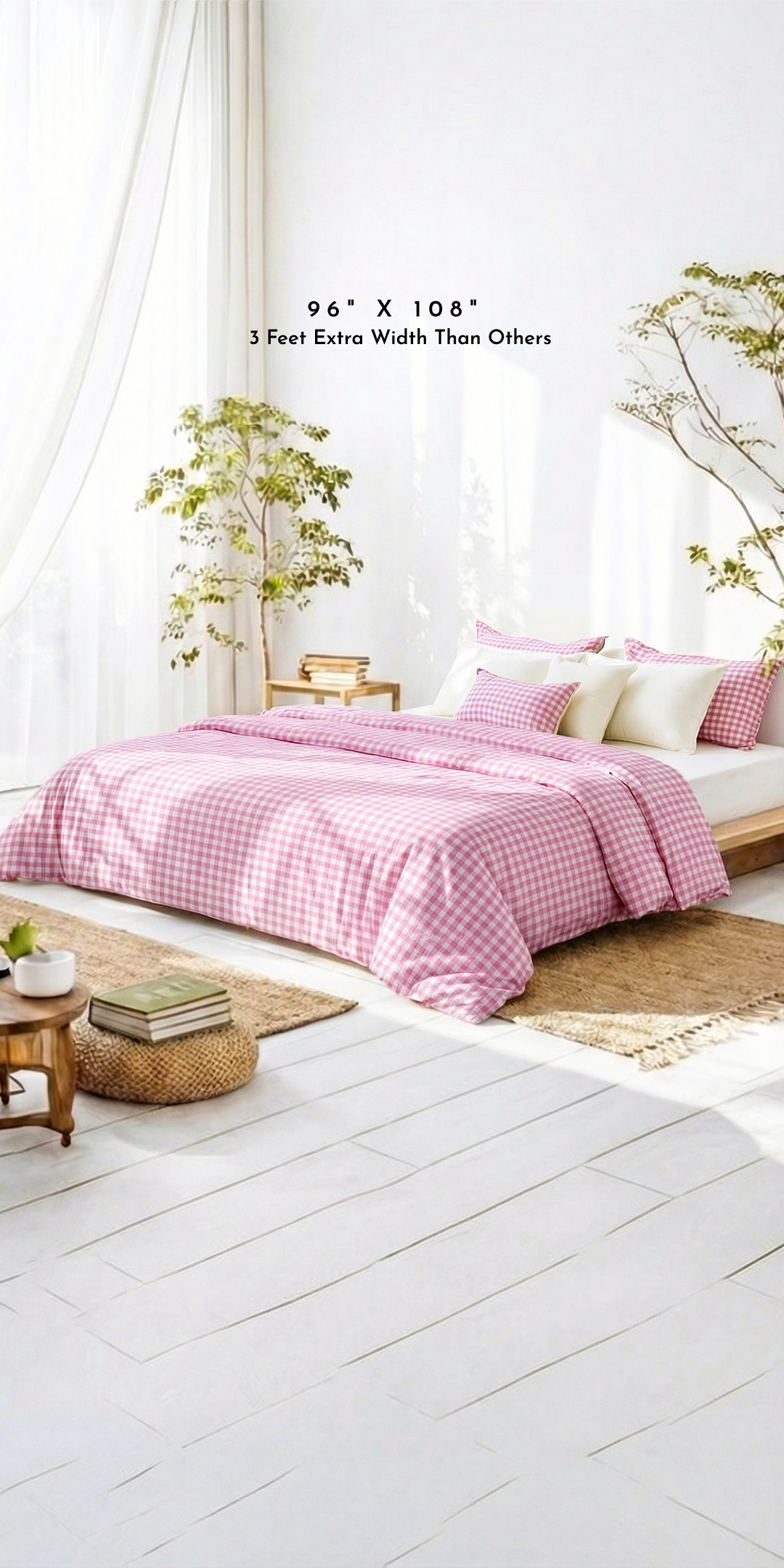 Linen Blend AC Comforter With 2 Pillow Cases and 1 Breakfast Pillow - Poppy