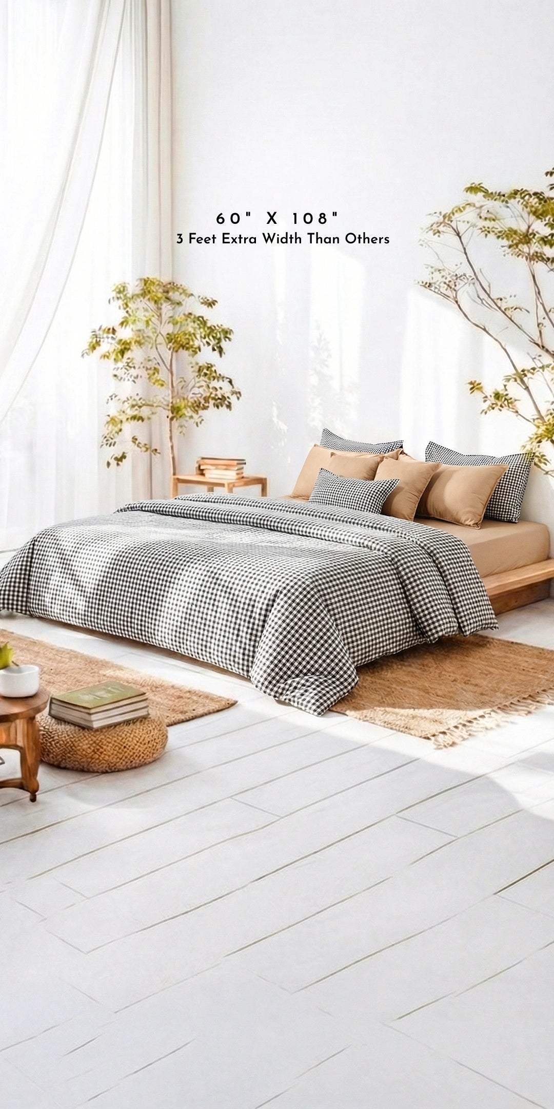 Linen Blend AC Comforter With 2 Pillow Cases and 1 Breakfast Pillow For Single Size Bed- Carré