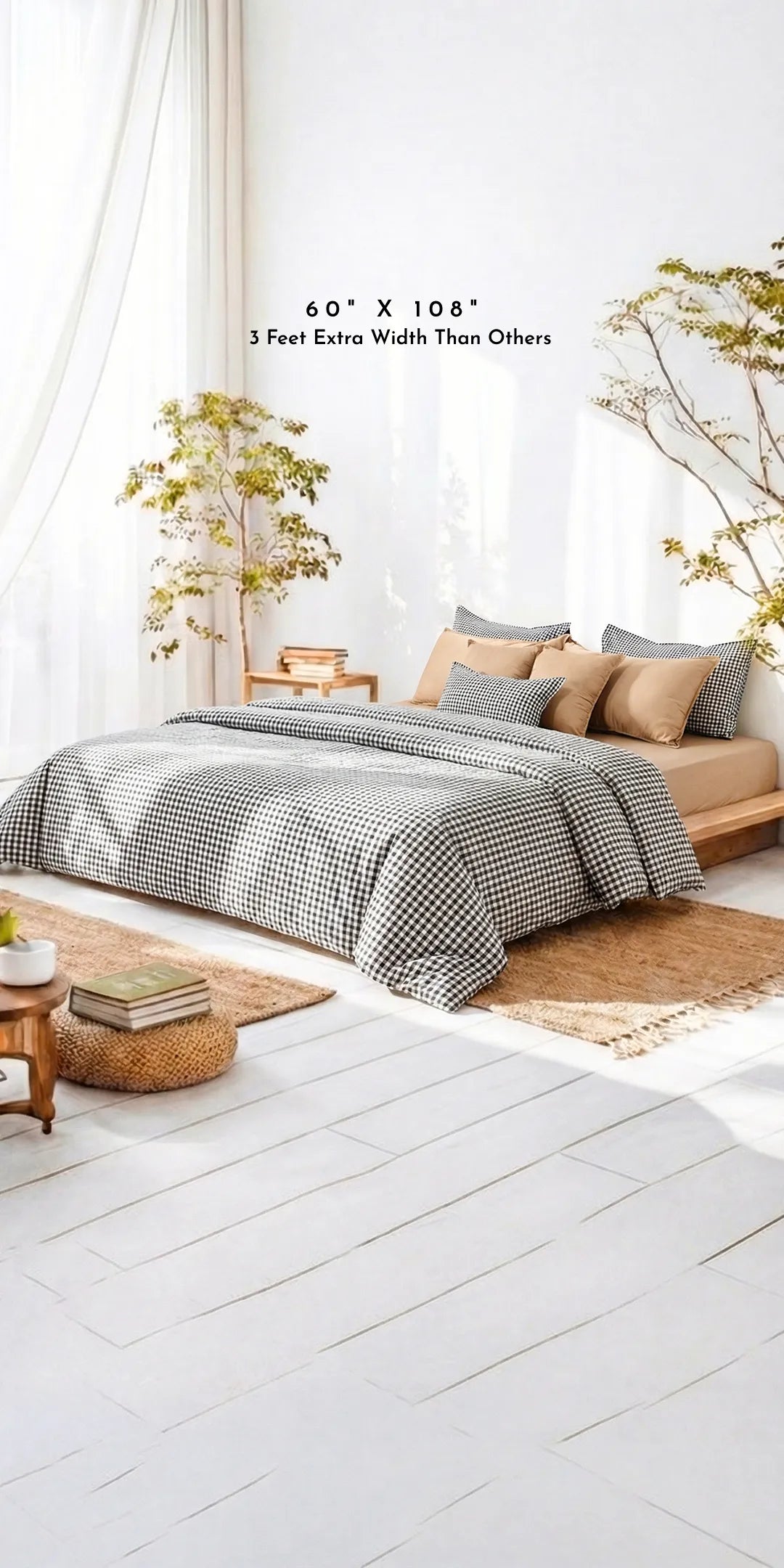 Linen Blend AC Comforter With 2 Pillow Cases and 1 Breakfast Pillow For Single Size Bed- Oxford
