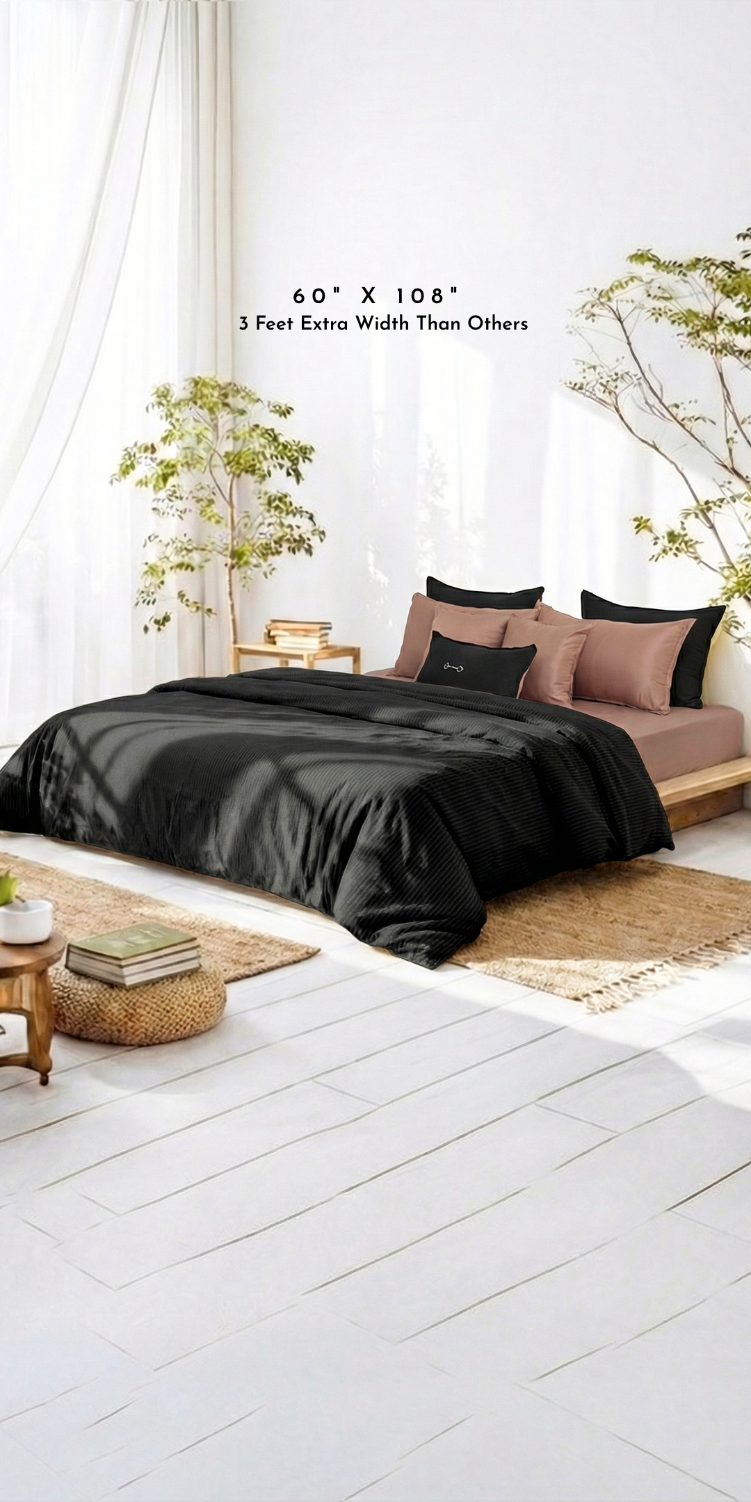 Linen Blend AC Comforter With 2 Pillow Cases and 1 Breakfast Pillow For Single Size Bed- Cosmos