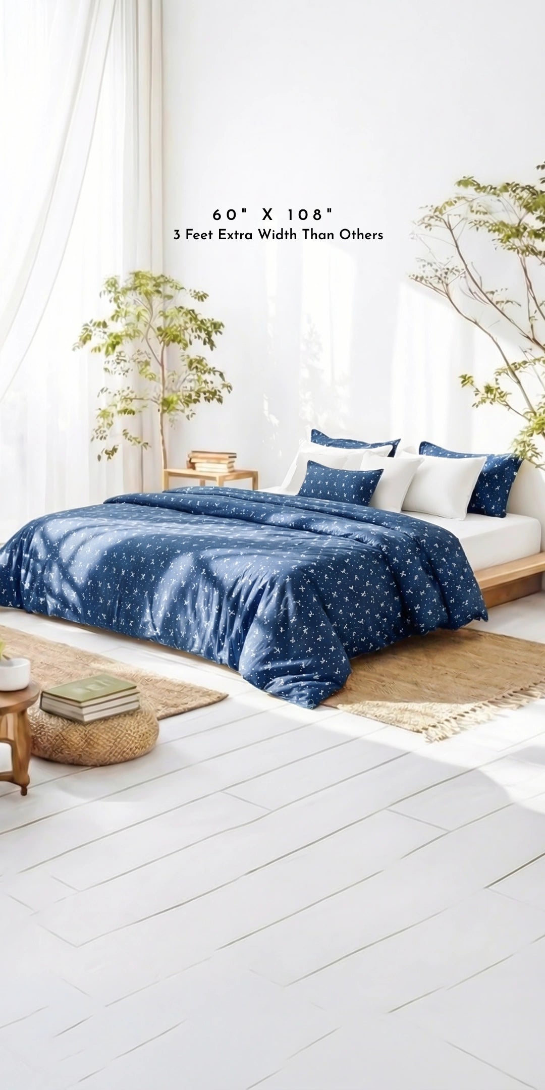 Linen Blend AC Comforter With 2 Pillow Cases and 1 Breakfast Pillow For Single Size Bed- Ruban