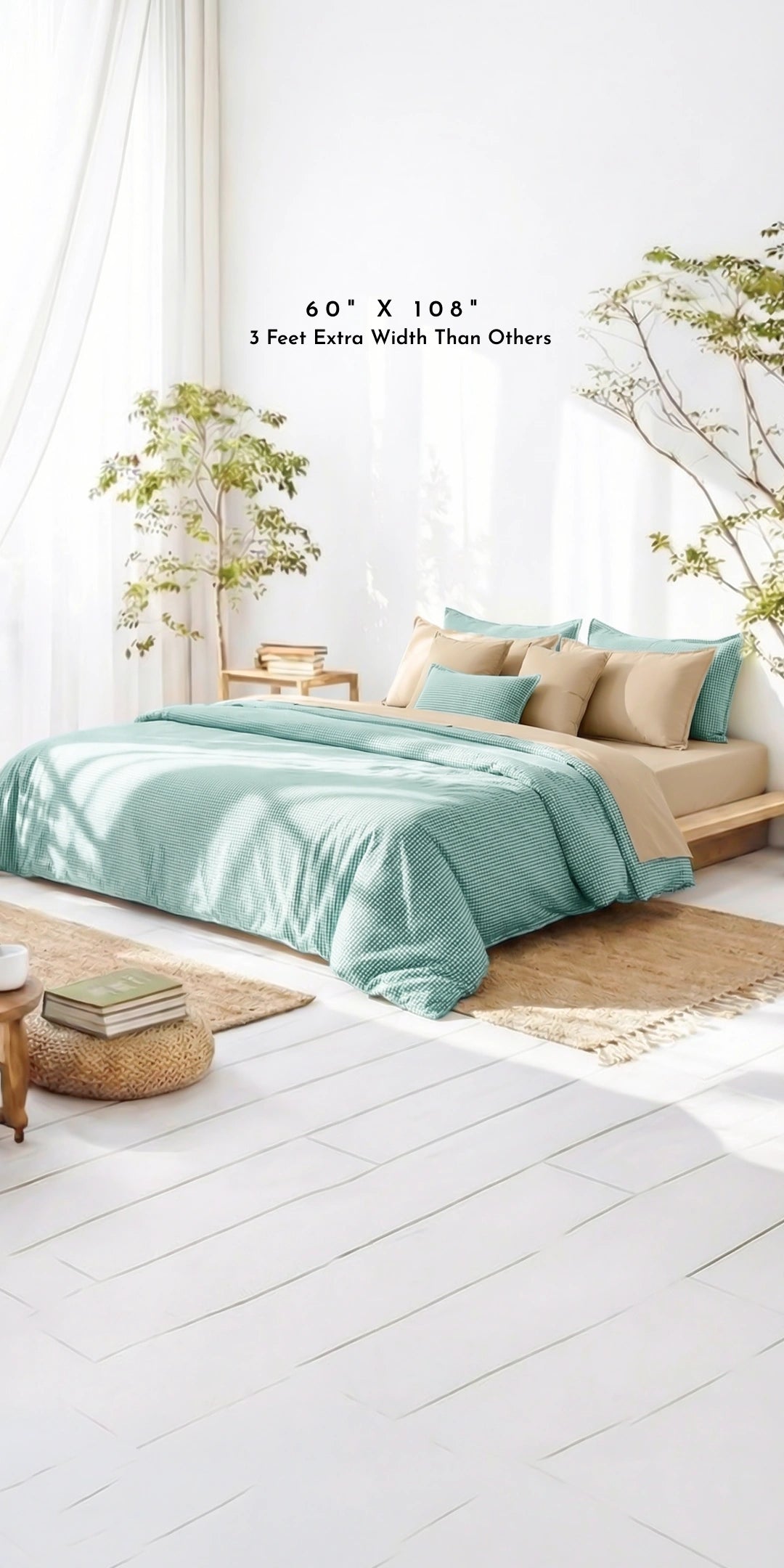 Linen Blend AC Comforter With 2 Pillow Cases and 1 Breakfast Pillow For Single Size Bed- Brume