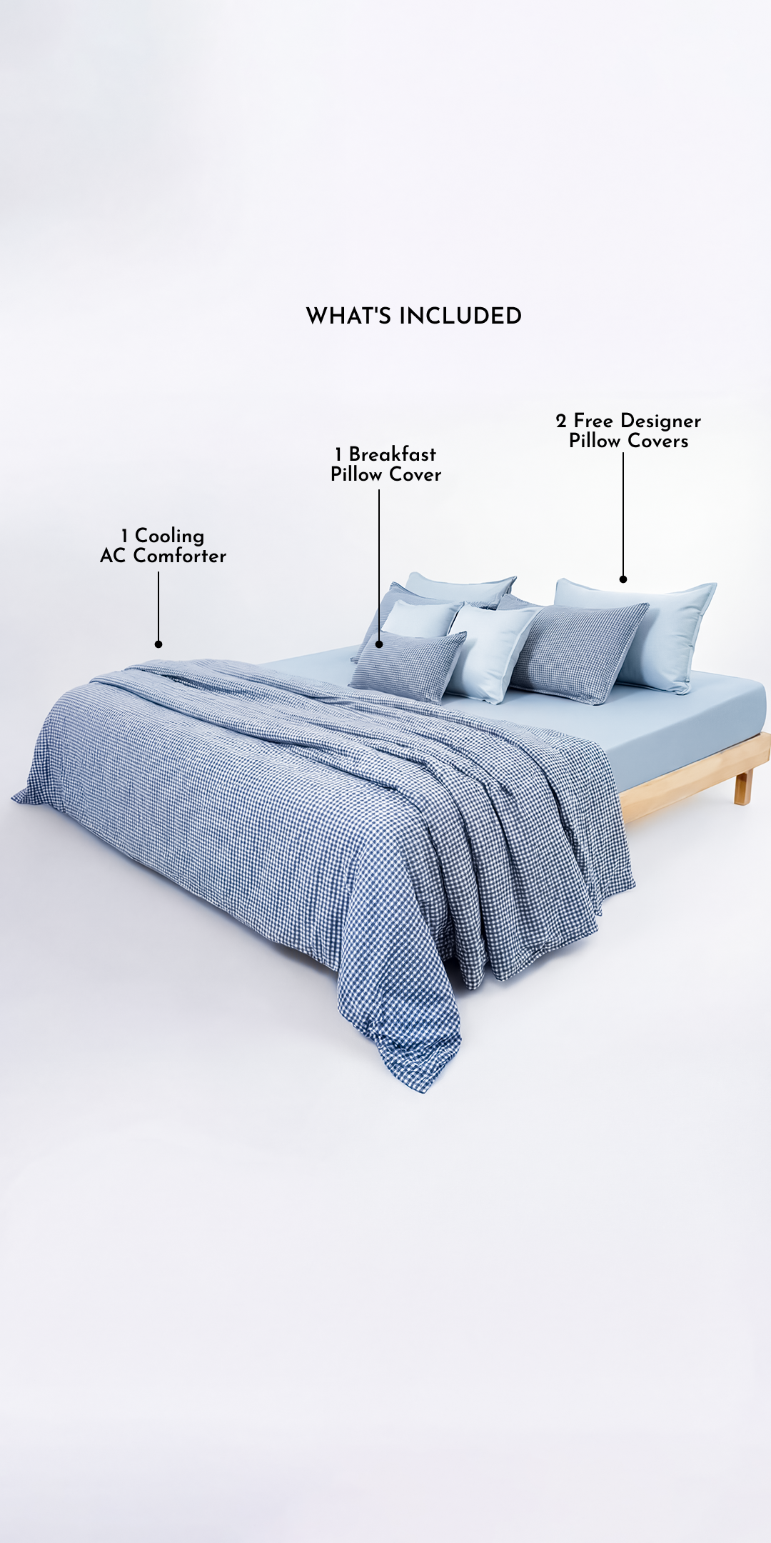 Linen Blend AC Comforter With 2 Pillow Cases and 1 Breakfast Pillow - Cambridge