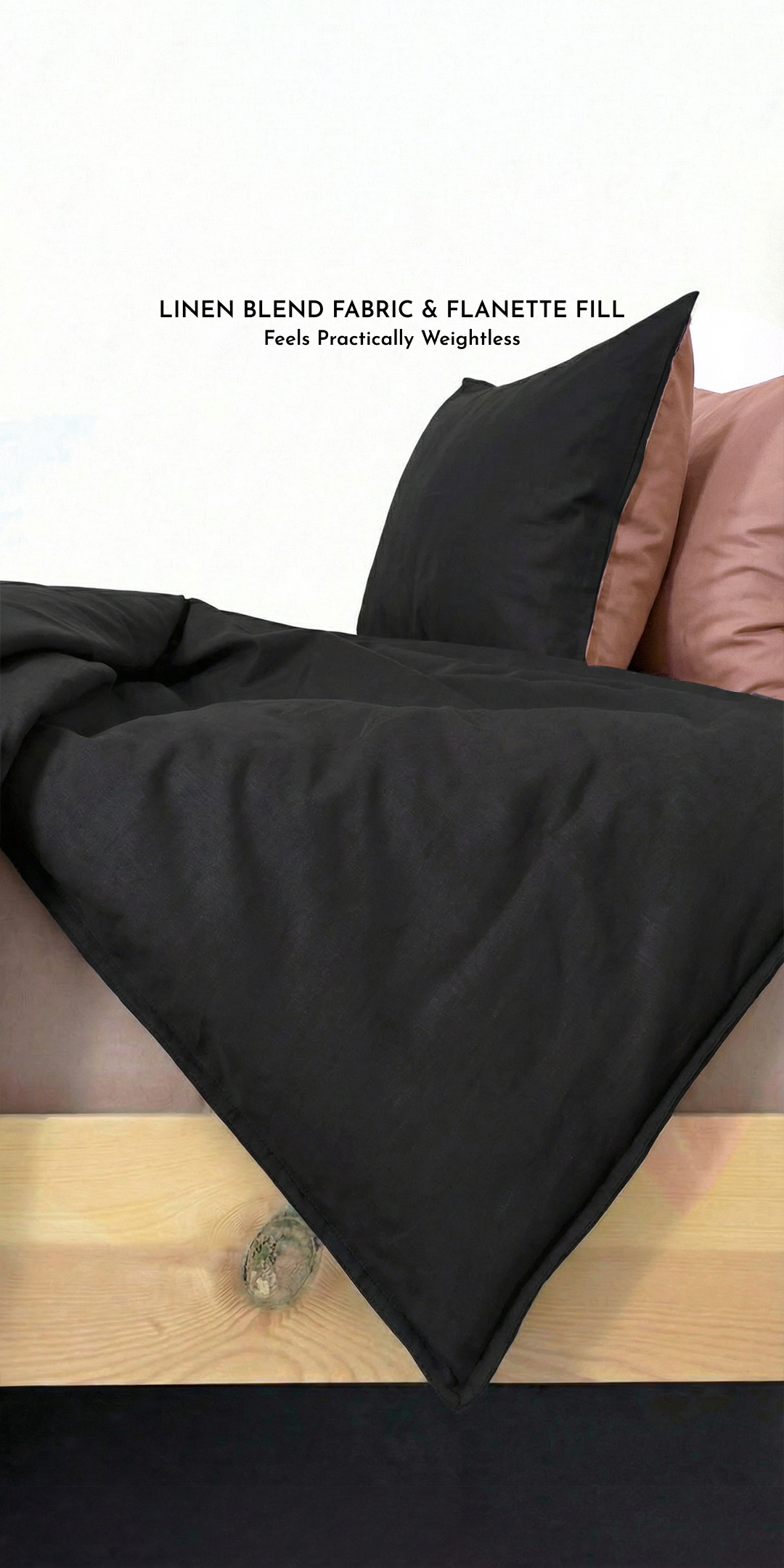 Linen Blend AC Comforter With 2 Pillow Cases and 1 Breakfast Pillow - Cosmos