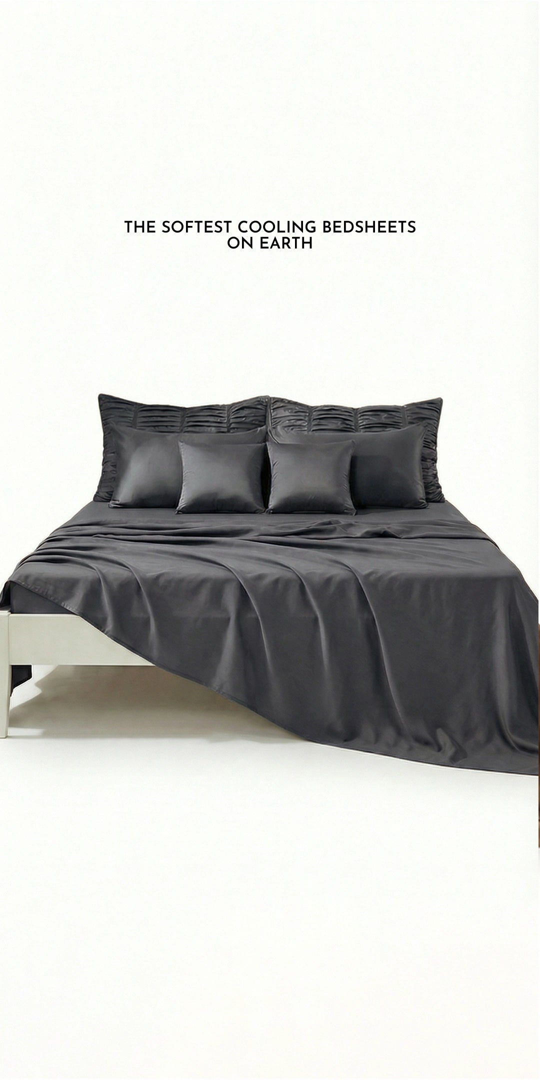 ZARF Italian Staple Weave Bedsheet With 2 Designer Pillow Cases, 2 Solid Pillowcases & 2 Cushion Covers - Cinder