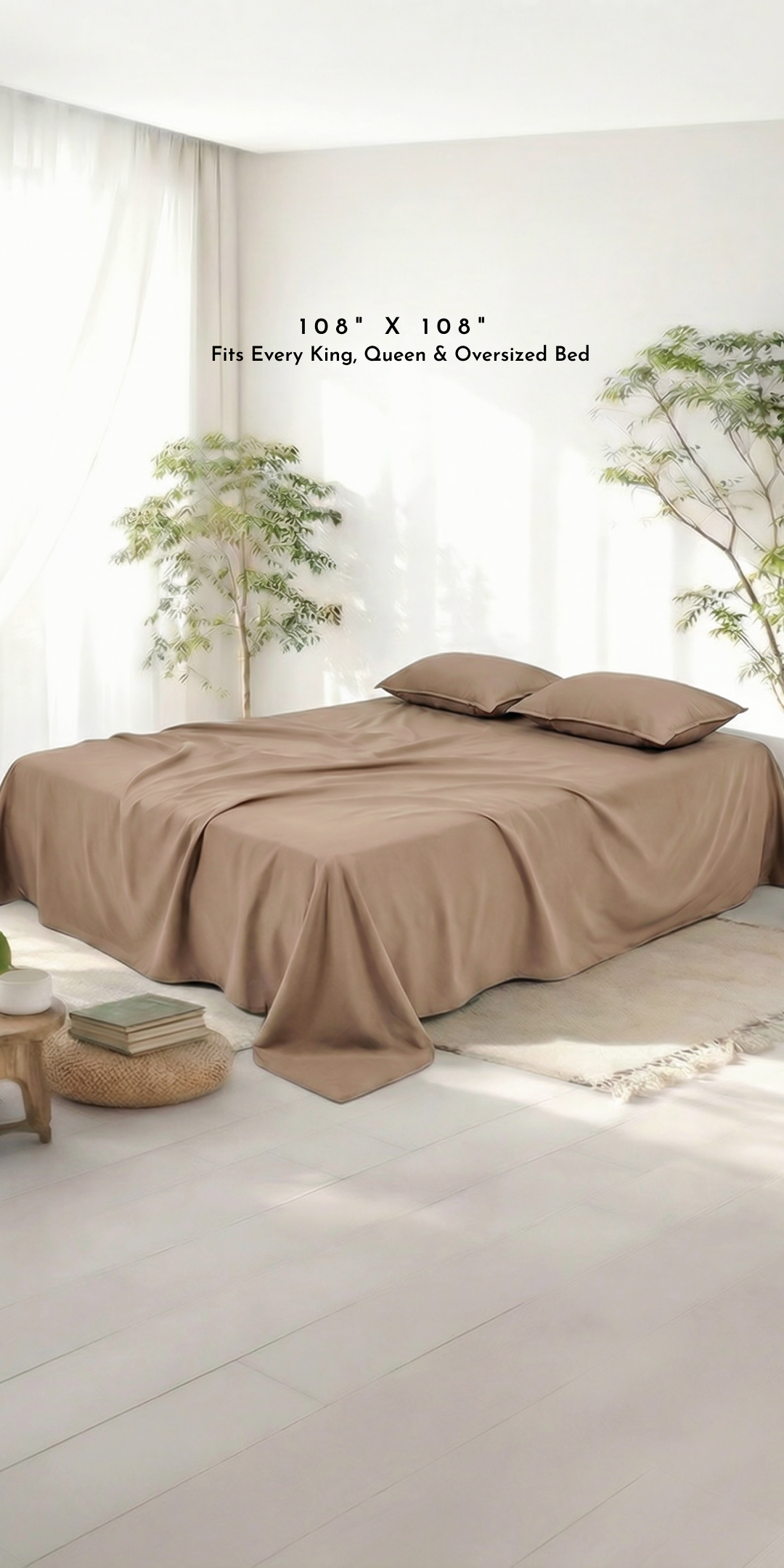 ZARF Italian Staple Weave Bedsheet With 2 Solid Pillowcases - Caramel