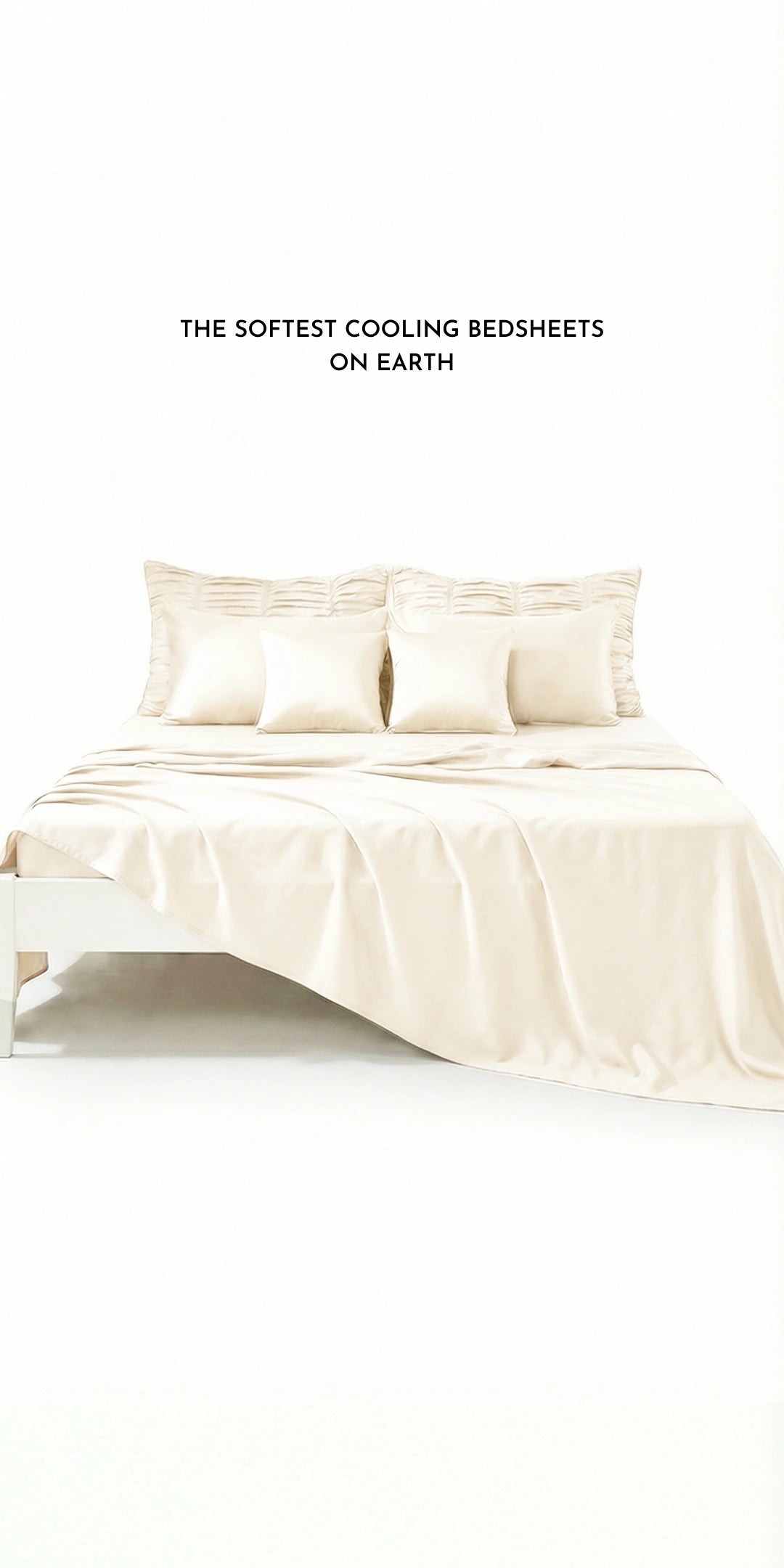 ZARF Italian Staple Weave Bedsheet With 2 Designer Pillow Cases, 2 Solid Pillowcases & 2 Cushion Covers - Porcelain