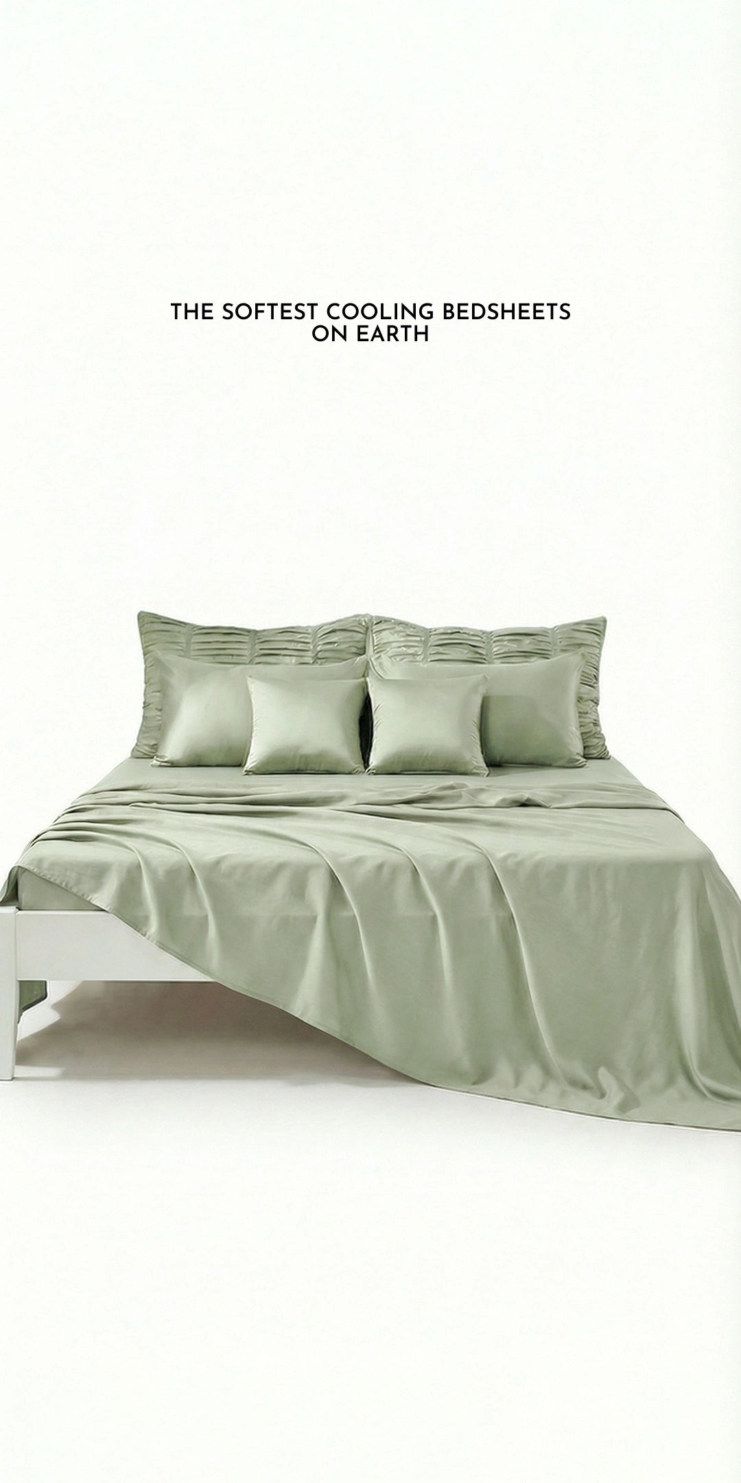 ZARF Italian Staple Weave Bedsheet With 2 Designer Pillow Cases, 2 Solid Pillowcases & 2 Cushion Covers - Pine