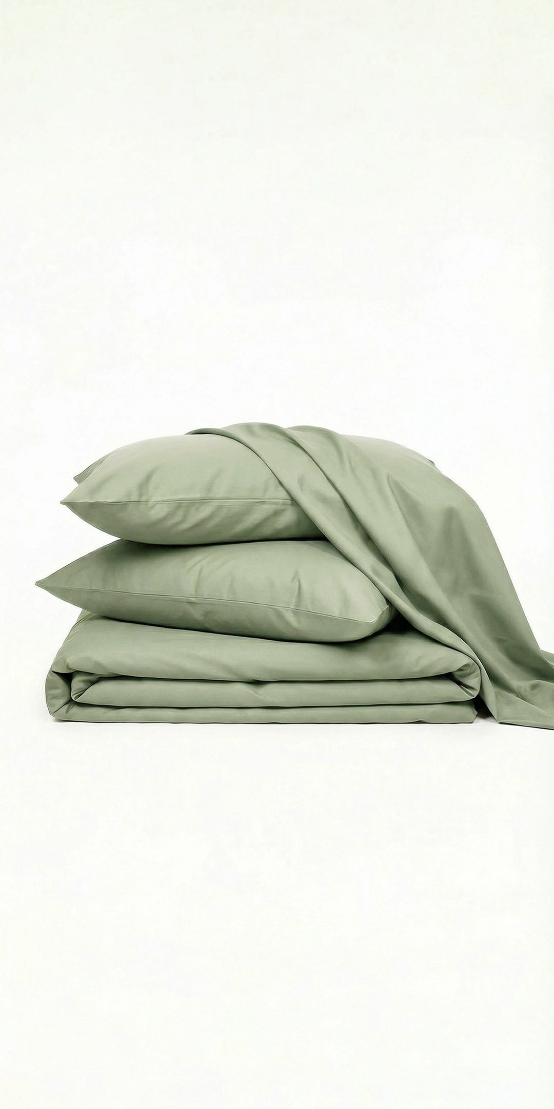 ZARF Italian Staple Weave Bedsheet With 2 Designer Pillow Cases, 2 Solid Pillowcases & 2 Cushion Covers - Pine