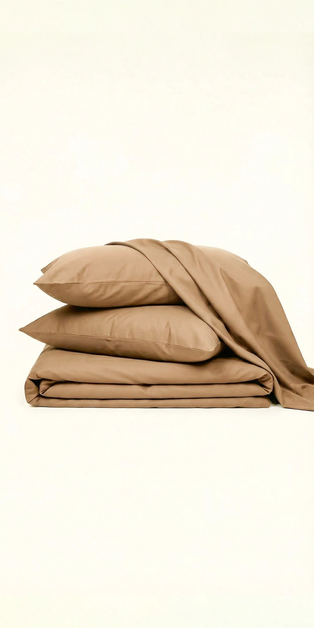 ZARF Italian Staple Weave Bedsheet With 2 Designer Pillow Cases, 2 Solid Pillowcases & 2 Cushion Covers - Butterscotch