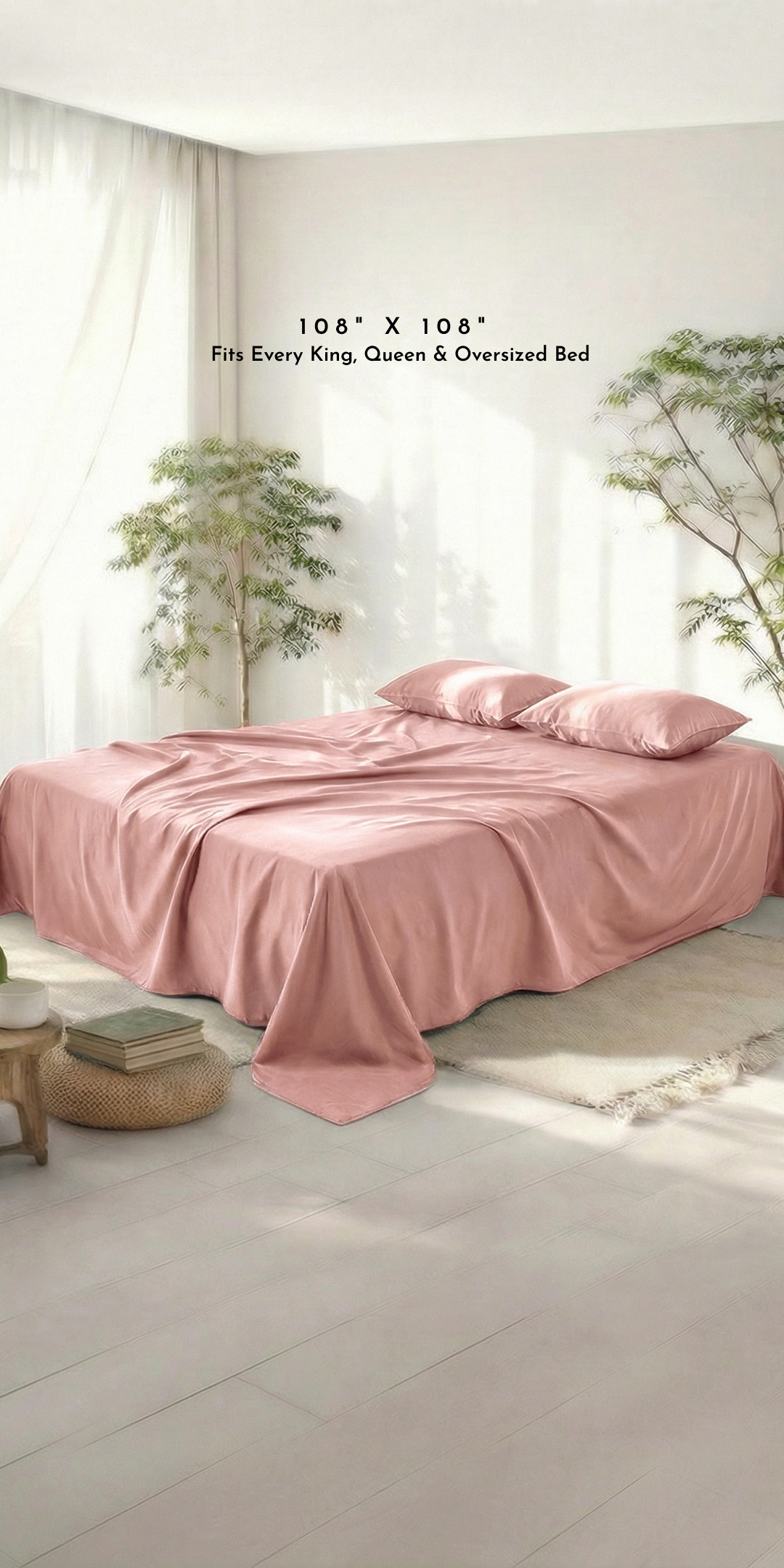 ZARF Italian Staple Weave Bedsheet With 2 Solid Pillowcases - Dahlia