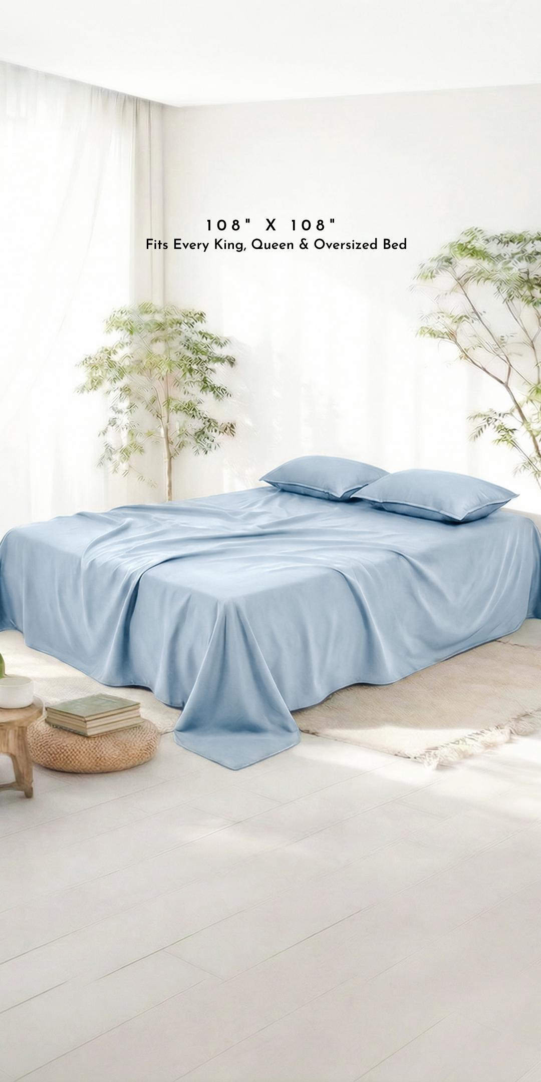 ZARF Italian Staple Weave Bedsheet With 2 Solid Pillowcases - Skyline