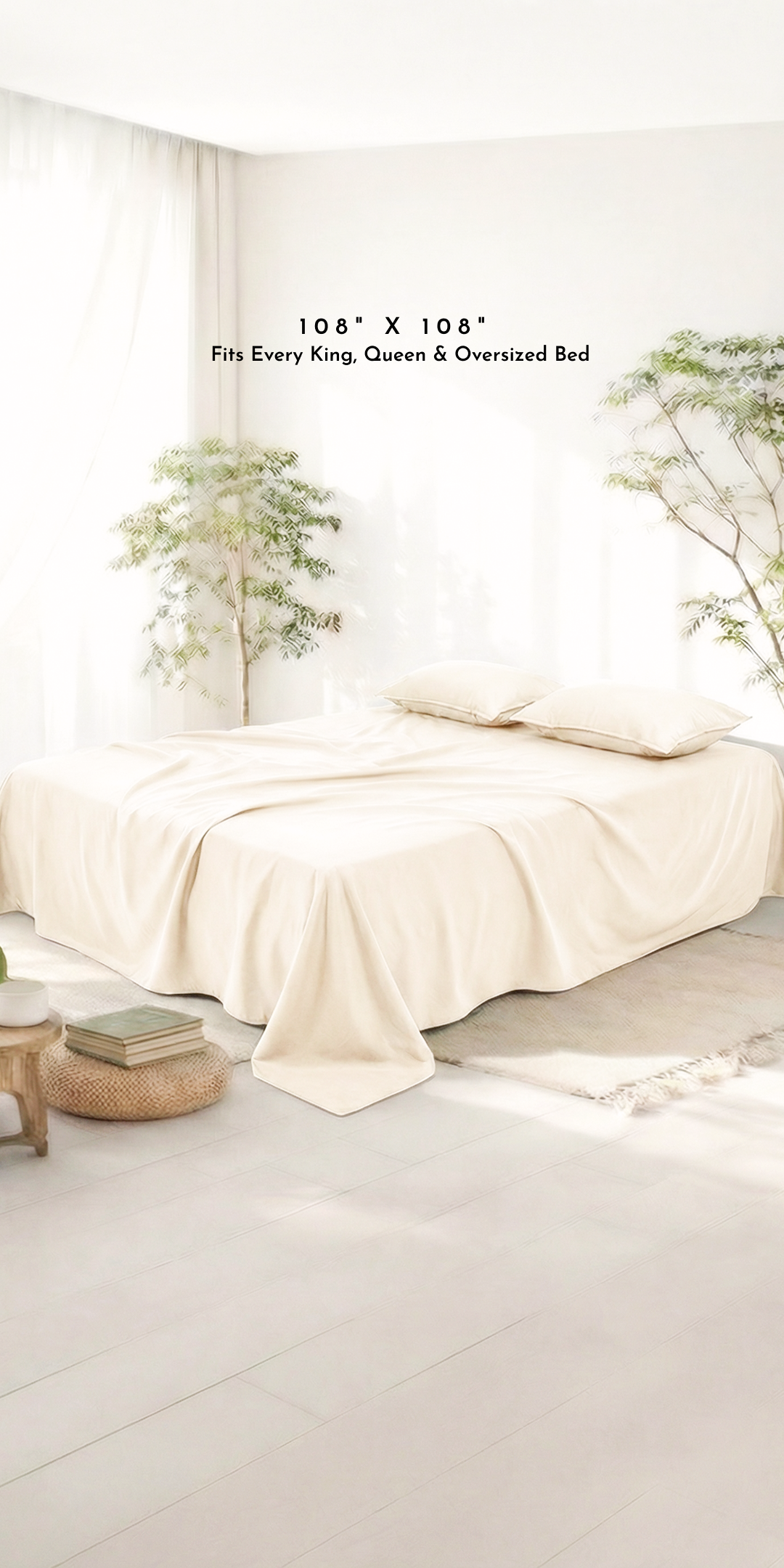 ZARF Italian Staple Weave Bedsheet With 2 Solid Pillowcases - Porcelain