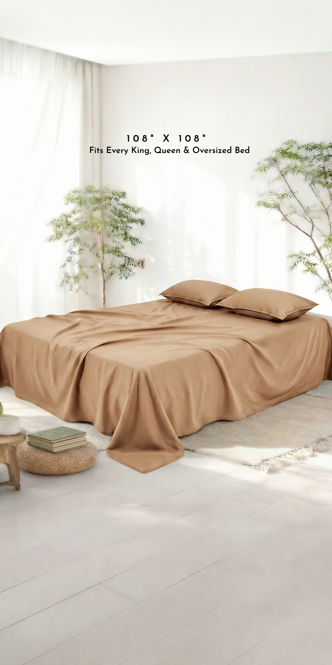 ZARF Italian Staple Weave Bedsheet With 2 Solid Pillowcases - Butterscotch