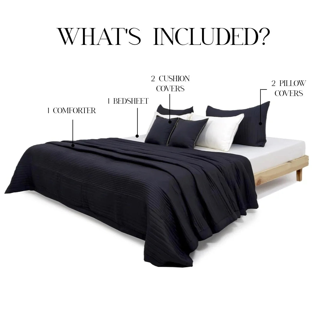 Zarf California AC Comforter Bedding Set Of 6 - Graphite