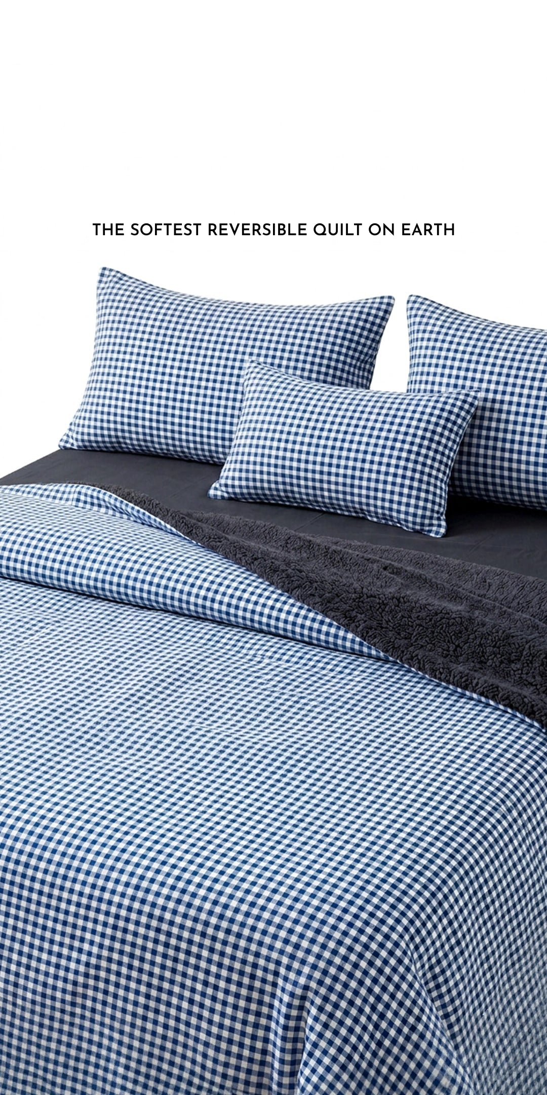 Zarf California King Size Reversible Quilt  With 2 pillowcases and 1 Breakfast Cushion cover - Gingham