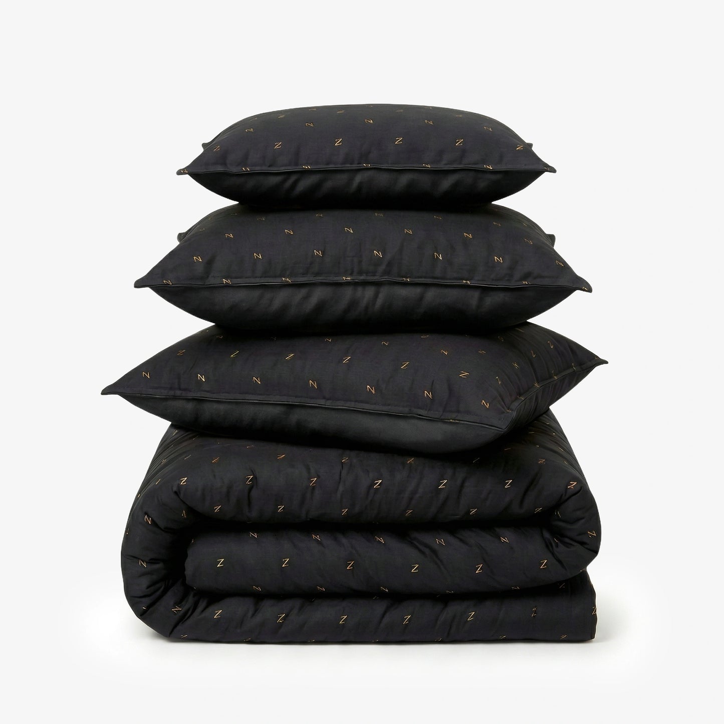 Zarf Luxe Comforter With 2 Pillow Cases and 1 Breakfast Pillow For Single Size Bed- Golden Eclipse